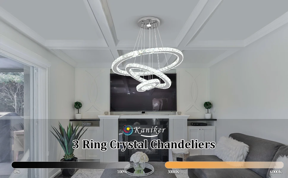 Modern Pendant Light K9 Crystal Chandelier DIY Rings Led Hang Ceiling Lamp Home Decor Chrome Lustre Fixtures Dining Living Room