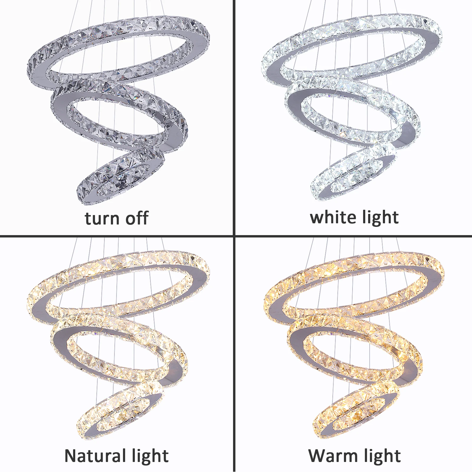 Modern Pendant Light K9 Crystal Chandelier DIY Rings Led Hang Ceiling Lamp Home Decor Chrome Lustre Fixtures Dining Living Room