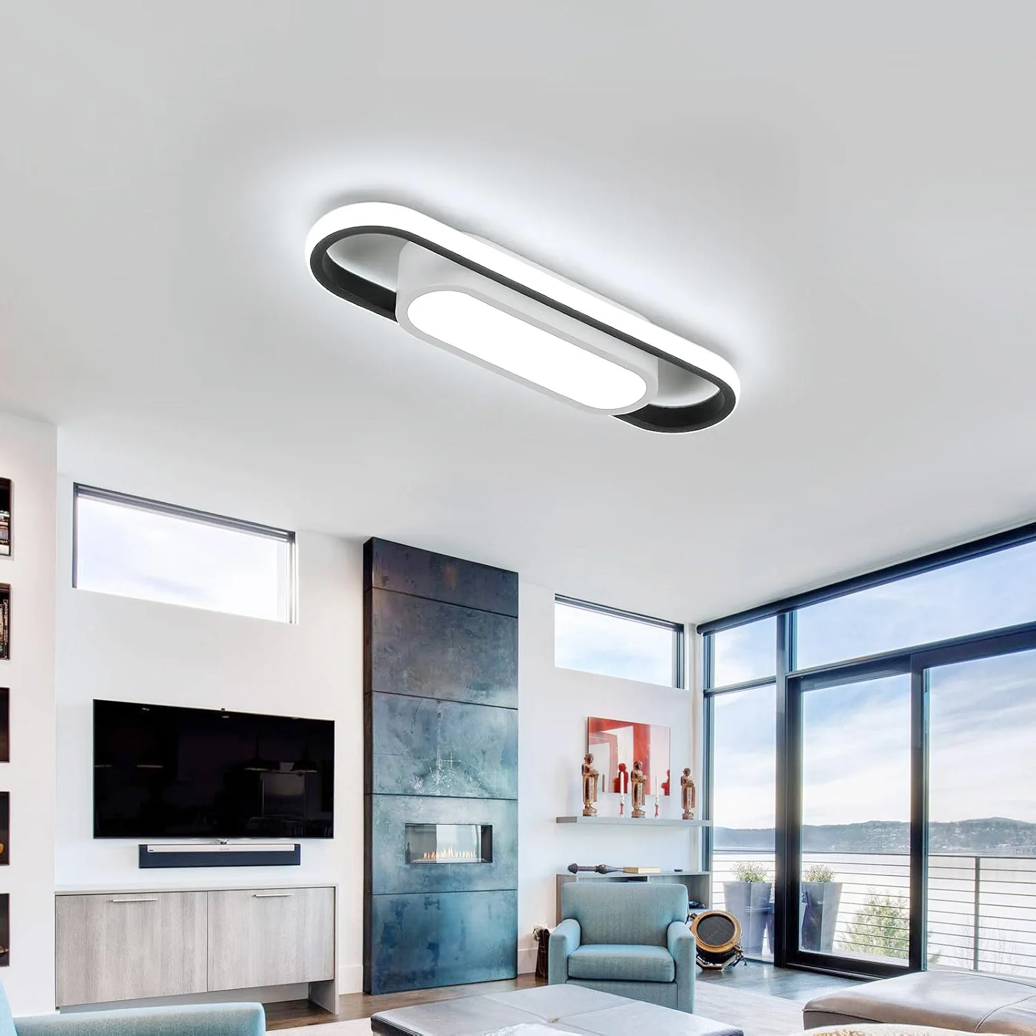 LED Ceiling Light Rectangular 24W,LED Ceiling Lamp White Light, Acrylic Ceiling Light for Bedroom, Kitchen, Hallway Balcony