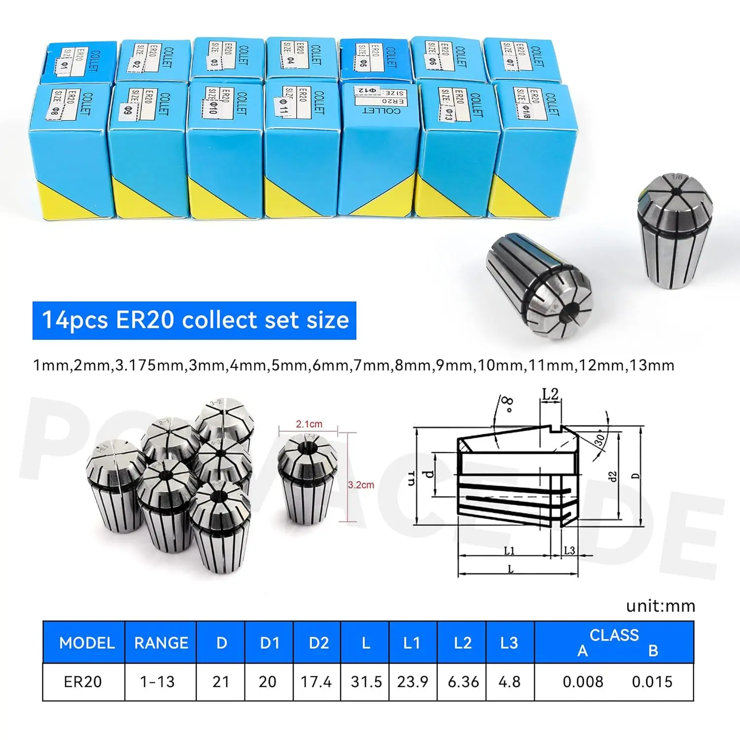 【EU Stock】220v 2.2kw Air Cooled CNC Spindle Motor ER20 4 Bearing ER20 Collet & 2200w VFD / Inverter for Wood Milling