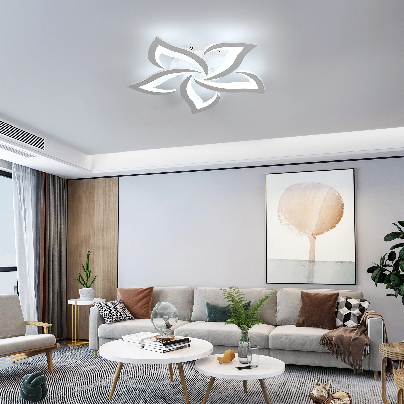 Petal Design Ceiling Lights,LED Ceiling Lamps 60W 6750LM,Cool White 6500K Mordern Ceiling Lighting for Living Room