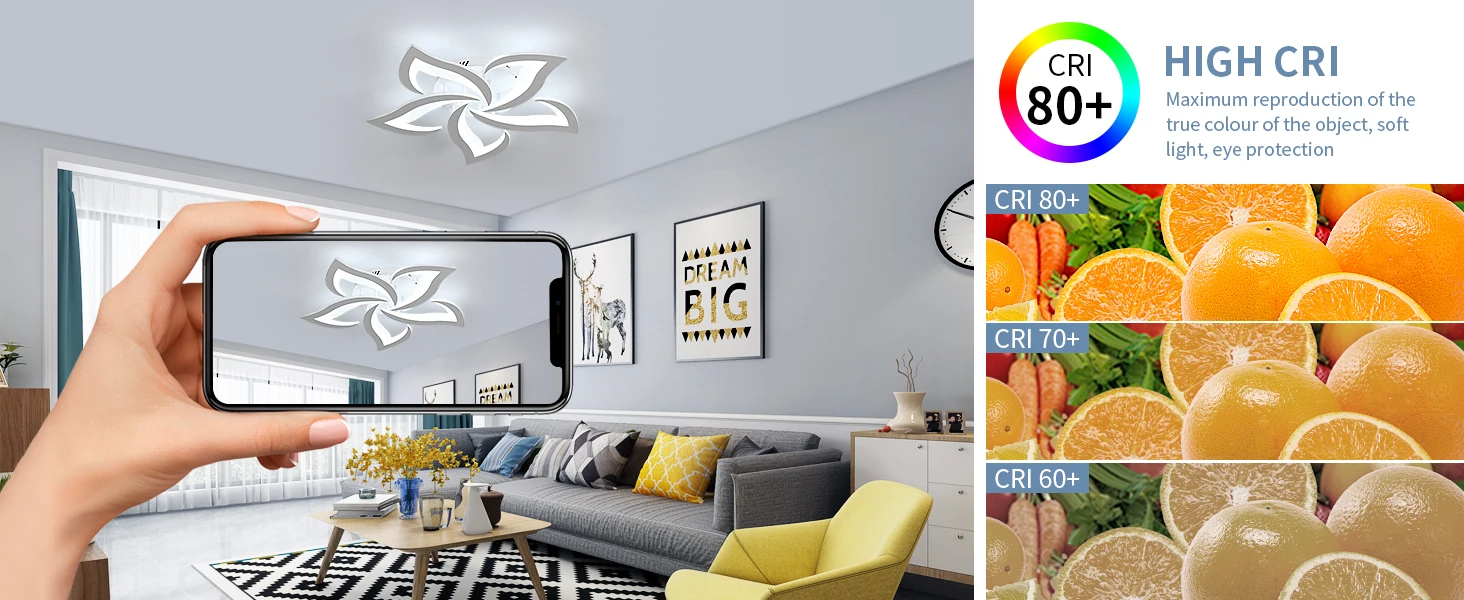 Petal Design Ceiling Lights,LED Ceiling Lamps 60W 6750LM,Cool White 6500K Mordern Ceiling Lighting for Living Room