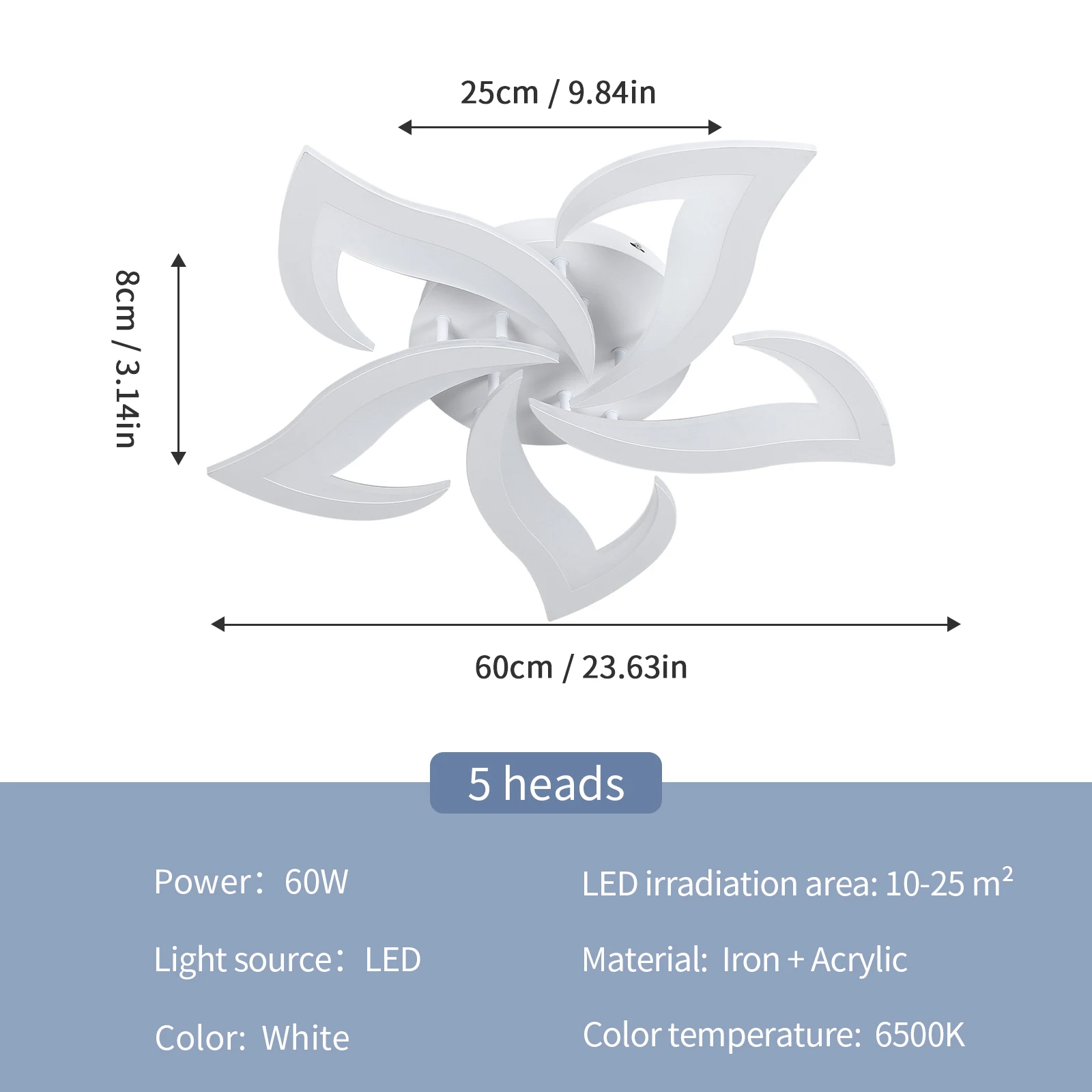 Petal Design Ceiling Lights,LED Ceiling Lamps 60W 6750LM,Cool White 6500K Mordern Ceiling Lighting for Living Room