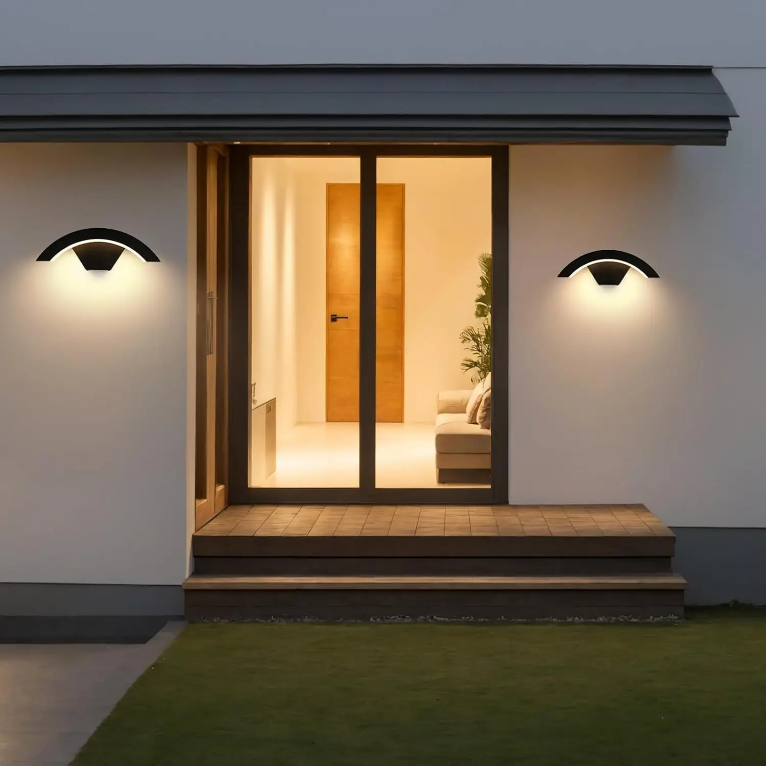 24W LED Modern Outdoor Wall Sconces,Warm White 3000K LED Wall Lamp, Outdoor Wall Light for Terrace Gardens Pathway