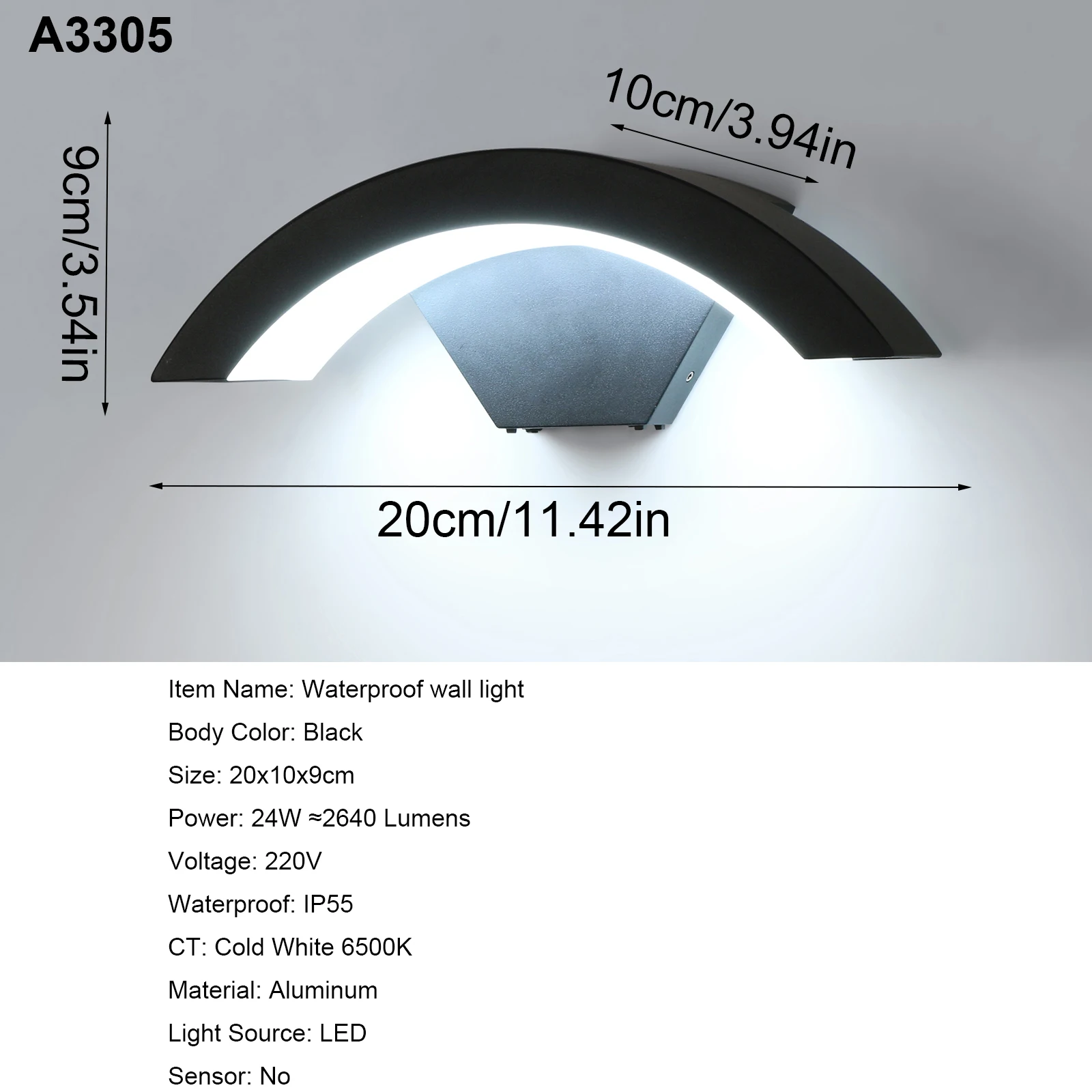 24W LED Modern Outdoor Wall Sconces,Warm White 3000K LED Wall Lamp, Outdoor Wall Light for Terrace Gardens Pathway