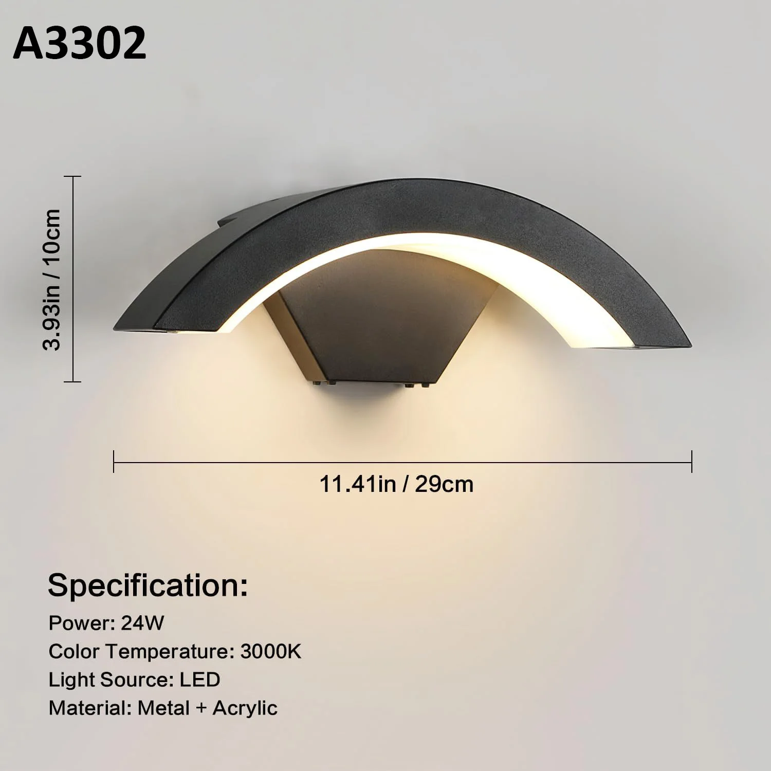 24W LED Modern Outdoor Wall Sconces,Warm White 3000K LED Wall Lamp, Outdoor Wall Light for Terrace Gardens Pathway