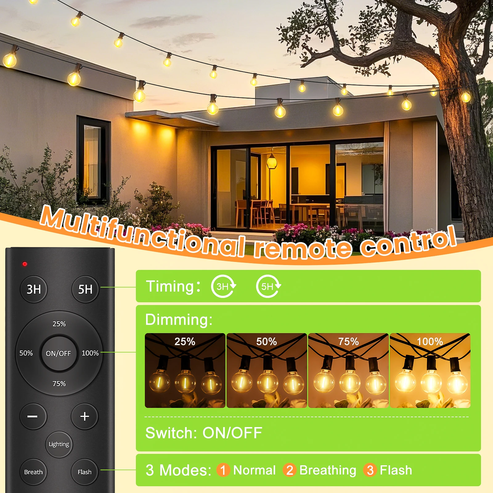 G40 LED Globe String Lights 30M IP44 Waterpoof Dimmable Bulbs Balcony Garland Fairy Lamps for Wedding Christmas Party Deco