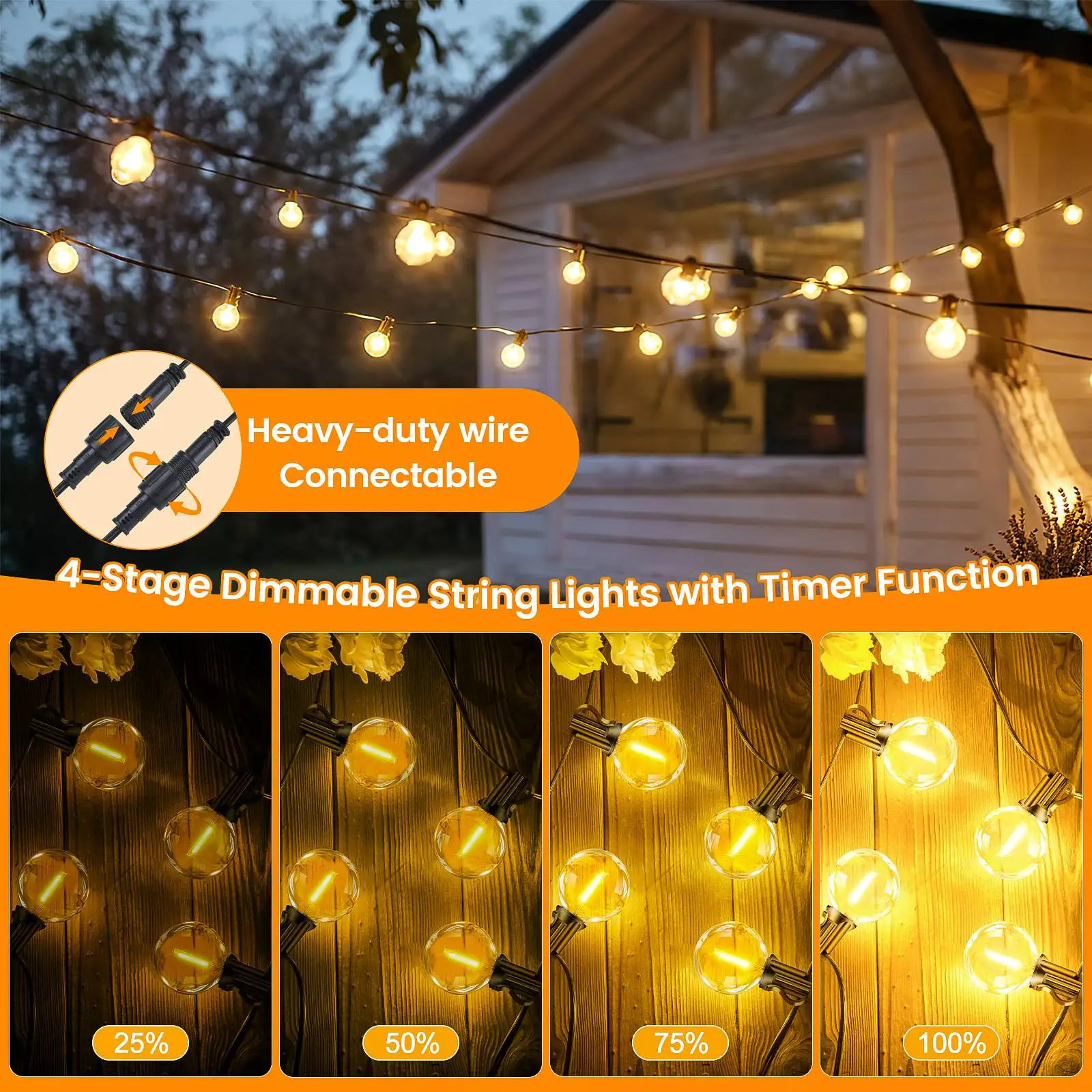 G40 LED Globe String Lights 30M IP44 Waterpoof Dimmable Bulbs Balcony Garland Fairy Lamps for Wedding Christmas Party Deco