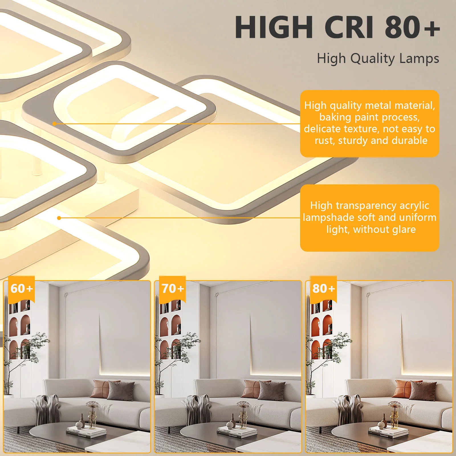 Square LED Ceiling Lamp Modern Ceiling Light Bedroom Kitchen Light Chandelier Light Children's Room Dimmable