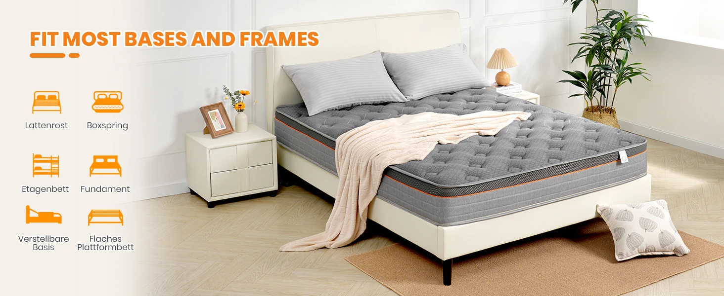 Good Nite 4FT6 10' Hybrid Mattress - 1000+ Pocket Springs & Orthopedic Memory Foam, Medium Firm, Single and Double Mattresses