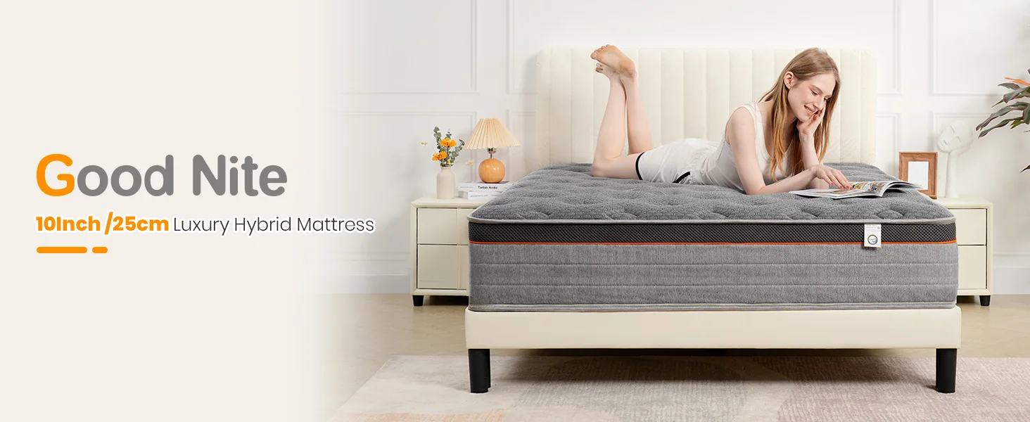 Good Nite 4FT6 10' Hybrid Mattress - 1000+ Pocket Springs & Orthopedic Memory Foam, Medium Firm, Single and Double Mattresses