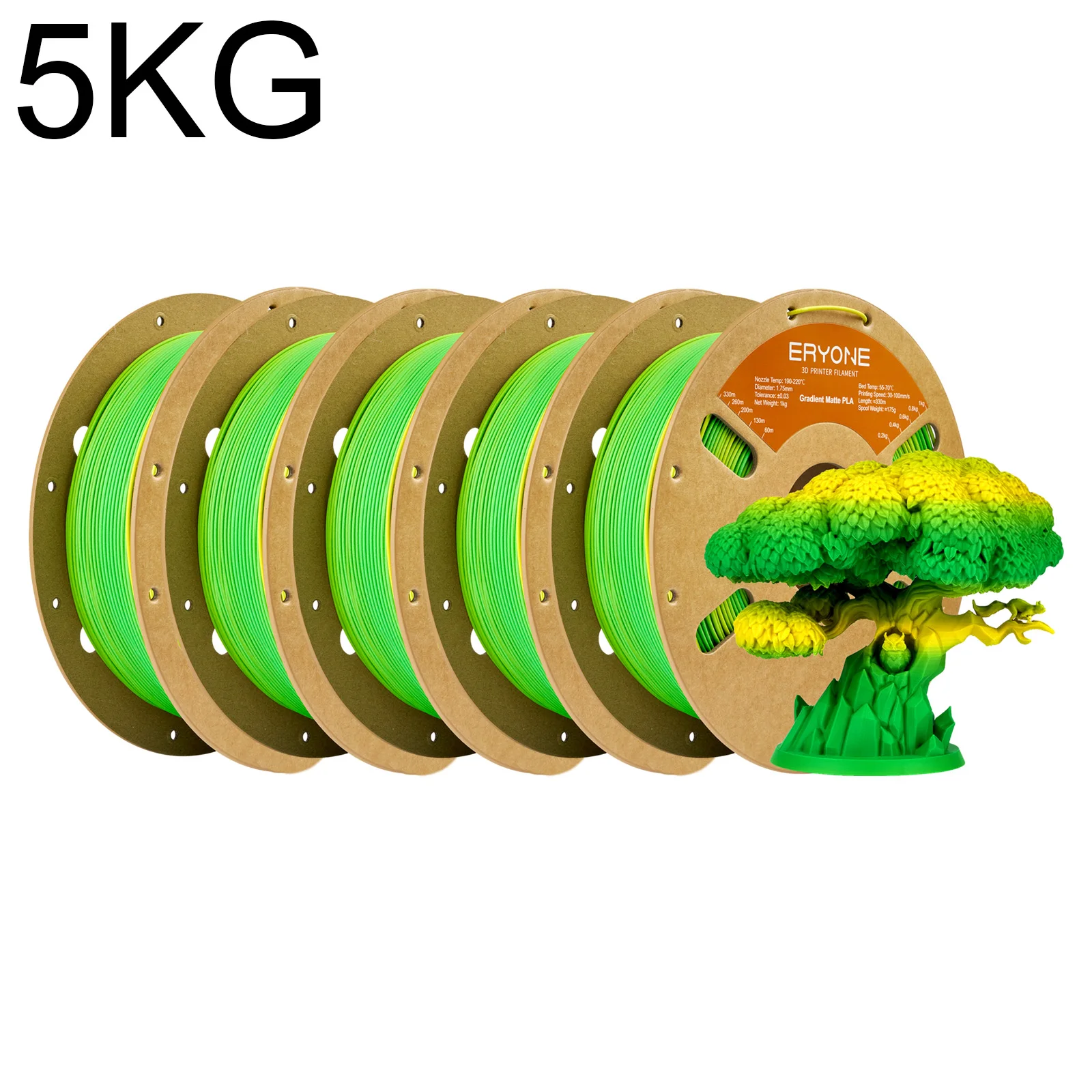 ERYONE 1KG/3K/5KG PLA Matte Gradient Rainbow 3D Printer Filament 1.75 +/- 0.03mm, PLA Matte Multicolor Filament PLA 1KG/3K/5KG