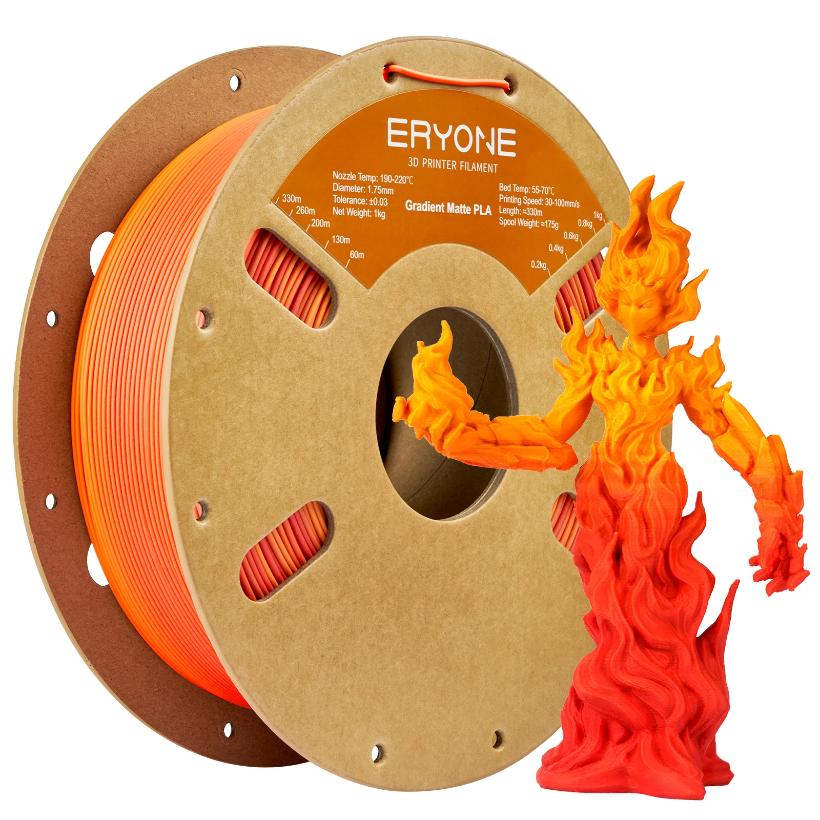 ERYONE 1KG/3K/5KG PLA Matte Gradient Rainbow 3D Printer Filament 1.75 +/- 0.03mm, PLA Matte Multicolor Filament PLA 1KG/3K/5KG