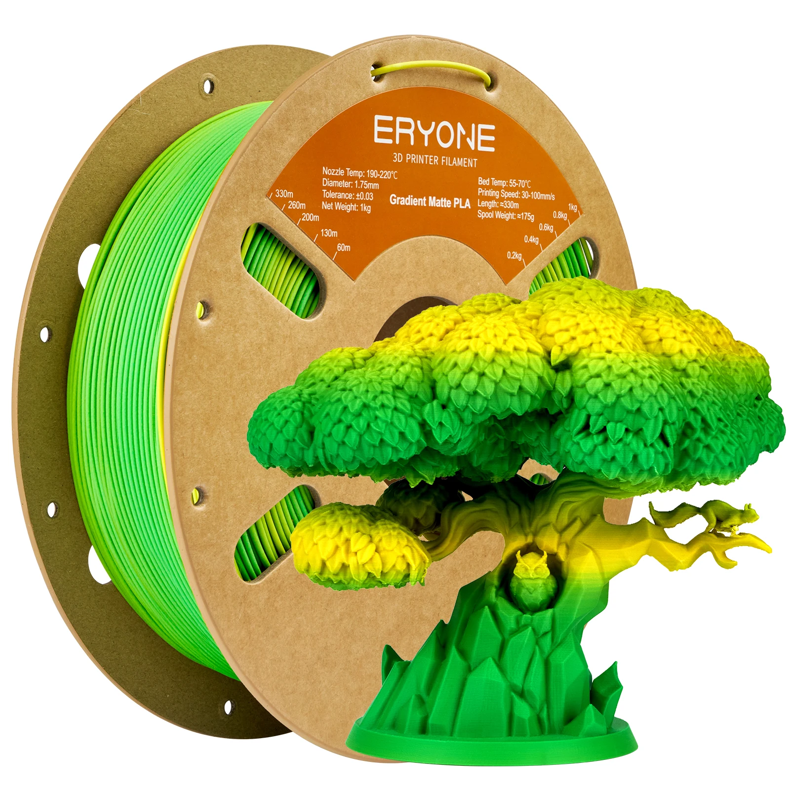 ERYONE 1KG/3K/5KG PLA Matte Gradient Rainbow 3D Printer Filament 1.75 +/- 0.03mm, PLA Matte Multicolor Filament PLA 1KG/3K/5KG