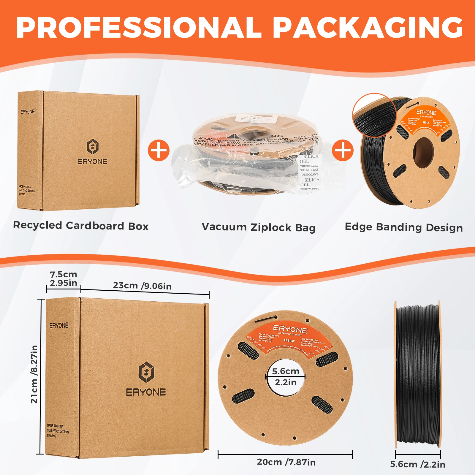 ERYONE Glass Fiber ABS Filament 1.75mm +/- 0.03mm, 3D Printing Filament ABS GF 1kg/3kg/7kg
