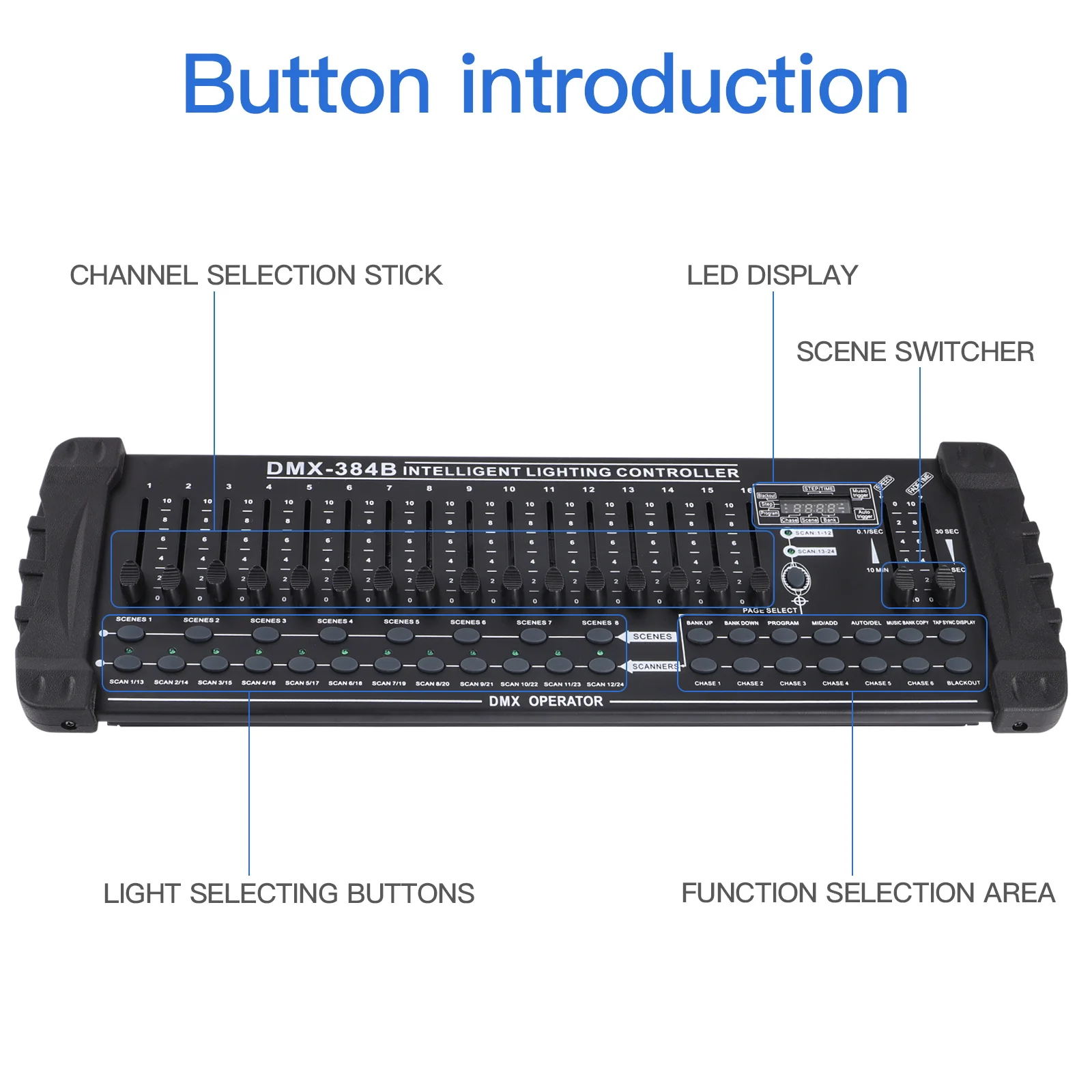 Datewink DMX 512 Controller 384 Channel DMX and MIDI Console Operator Stage Lights Controller For Live Concert KTV DJ Disco Club