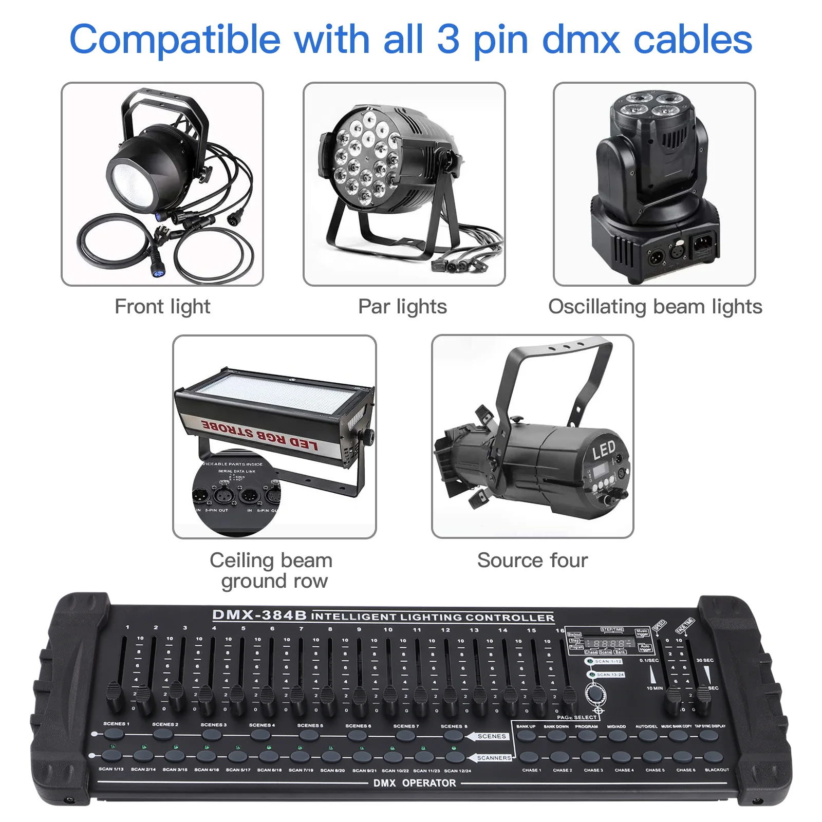 Datewink DMX 512 Controller 384 Channel DMX and MIDI Console Operator Stage Lights Controller For Live Concert KTV DJ Disco Club