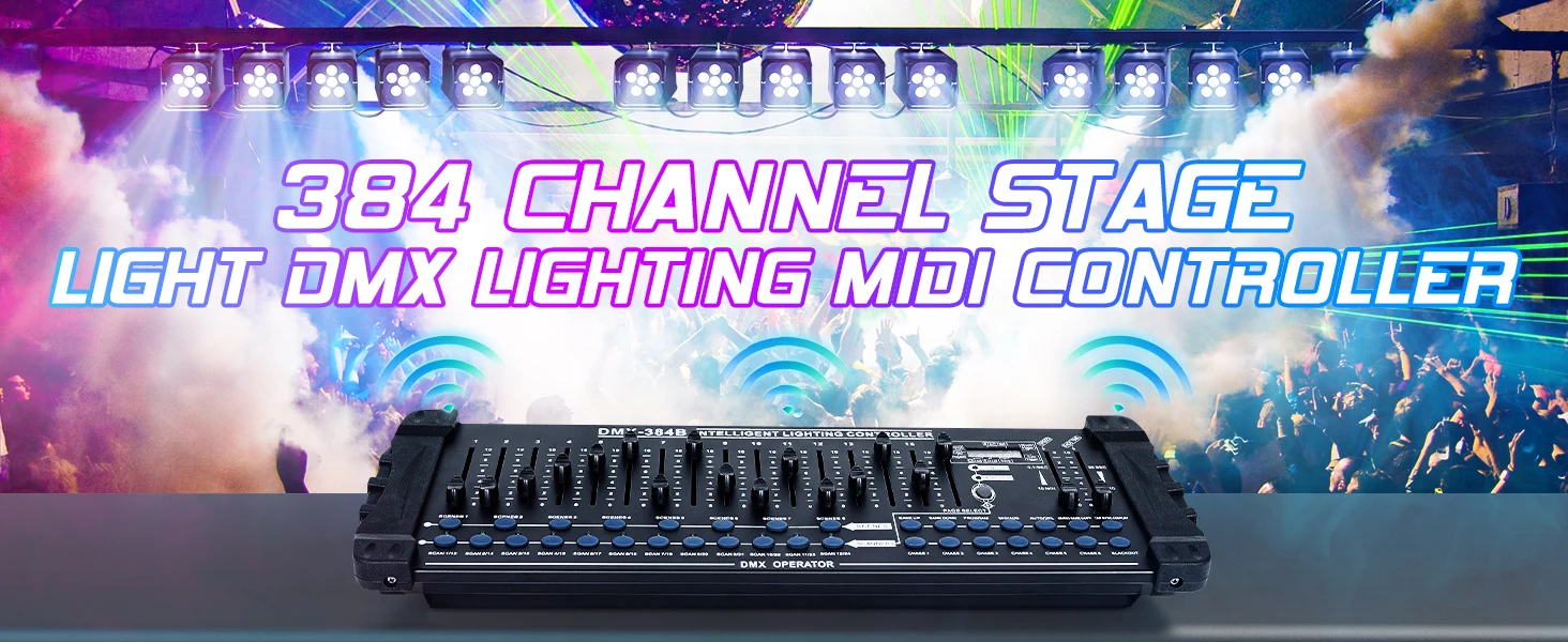 Datewink DMX 512 Controller 384 Channel DMX and MIDI Console Operator Stage Lights Controller For Live Concert KTV DJ Disco Club