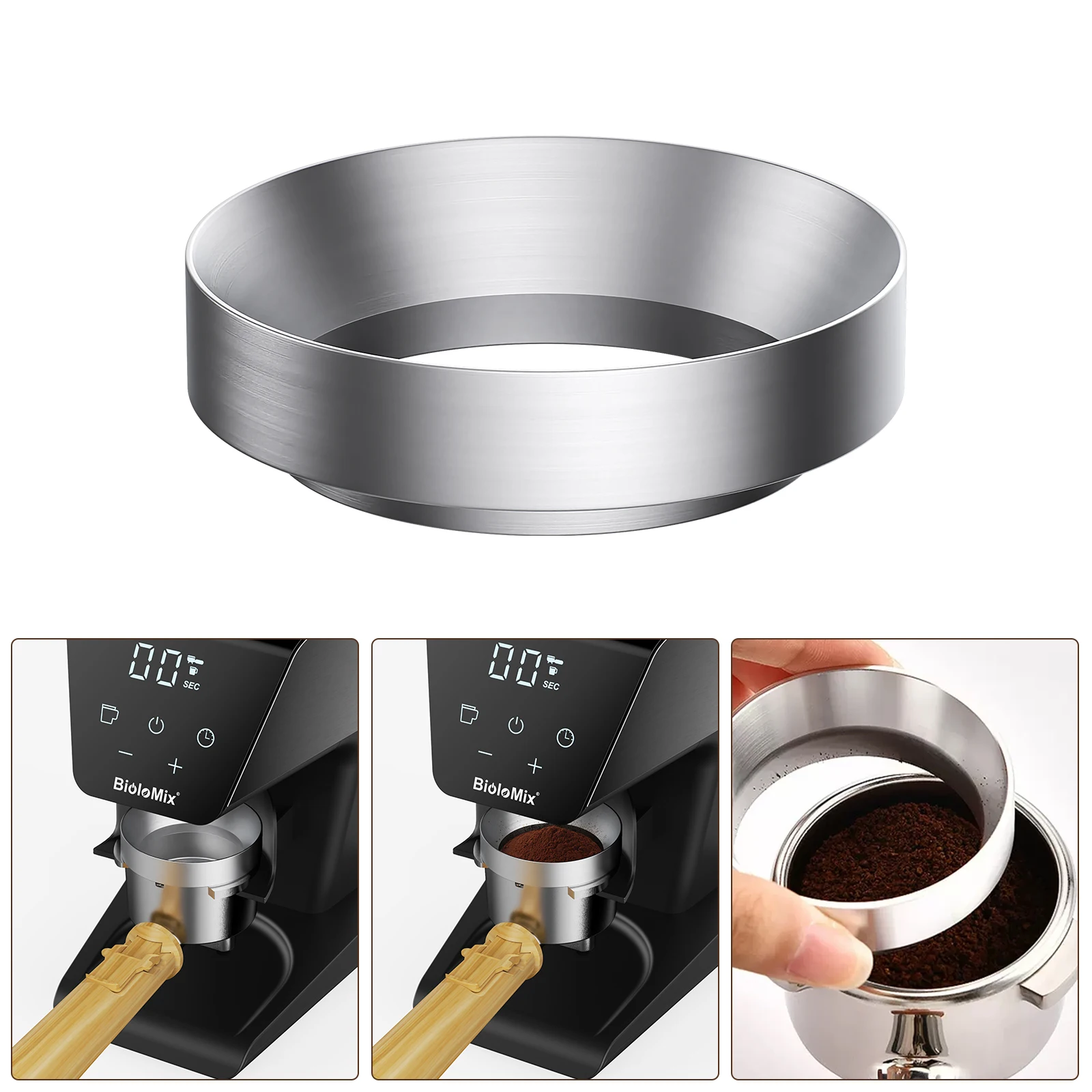 BioloMix Automatic Burr Mill Electric Coffee Grinder, featuring 30 gears for grinding espresso and American coffee, With Magneti