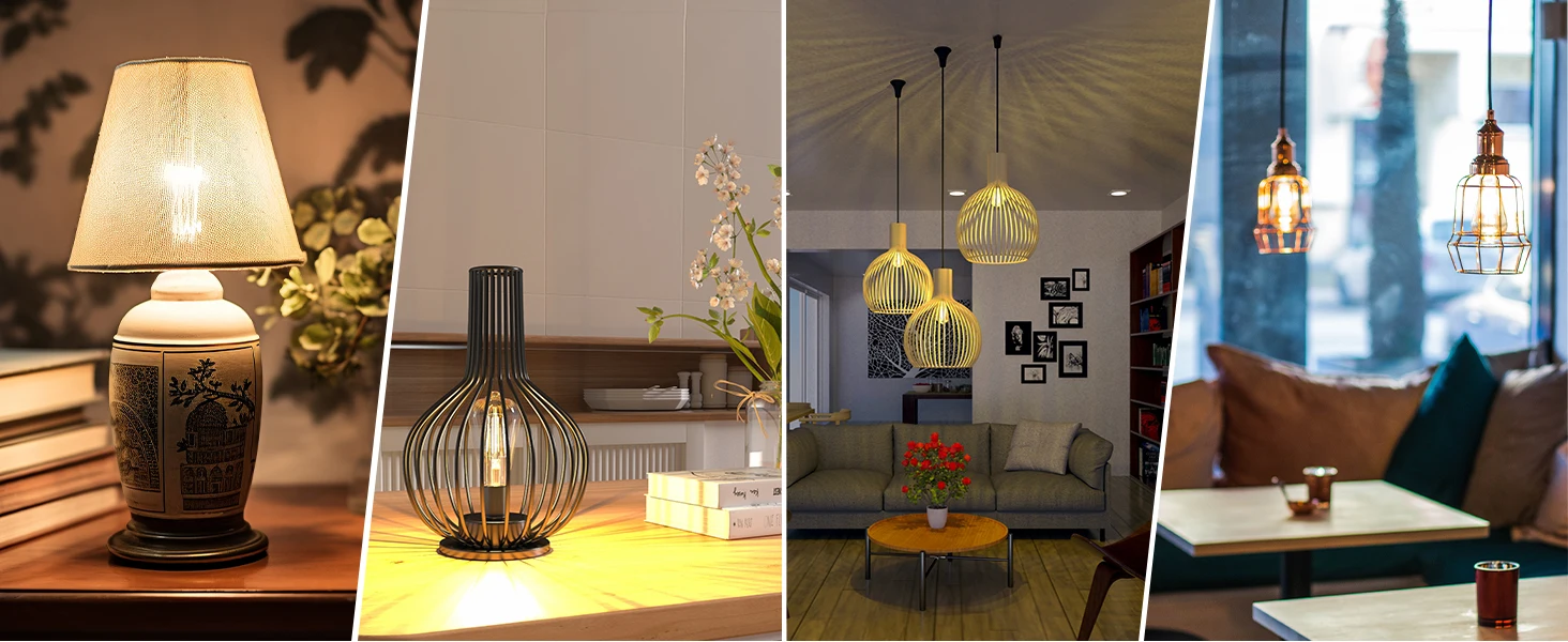 6pack Vintage Light Bulbs 6W ST64 E27 Edison Screw Bulb 2700K LED Bulb Warm White Antique Style Retro Amber Glass Filament Lamp