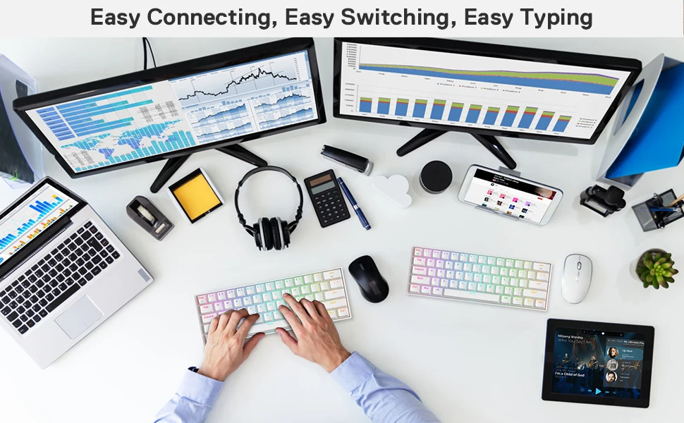 Redragon K530 Pro Draconic 61 Keys 60% Wireless RGB 100% Hot-Swap Socket Mechanical Keyboard Bluetooth/2.4Ghz/Wired 3-Mode