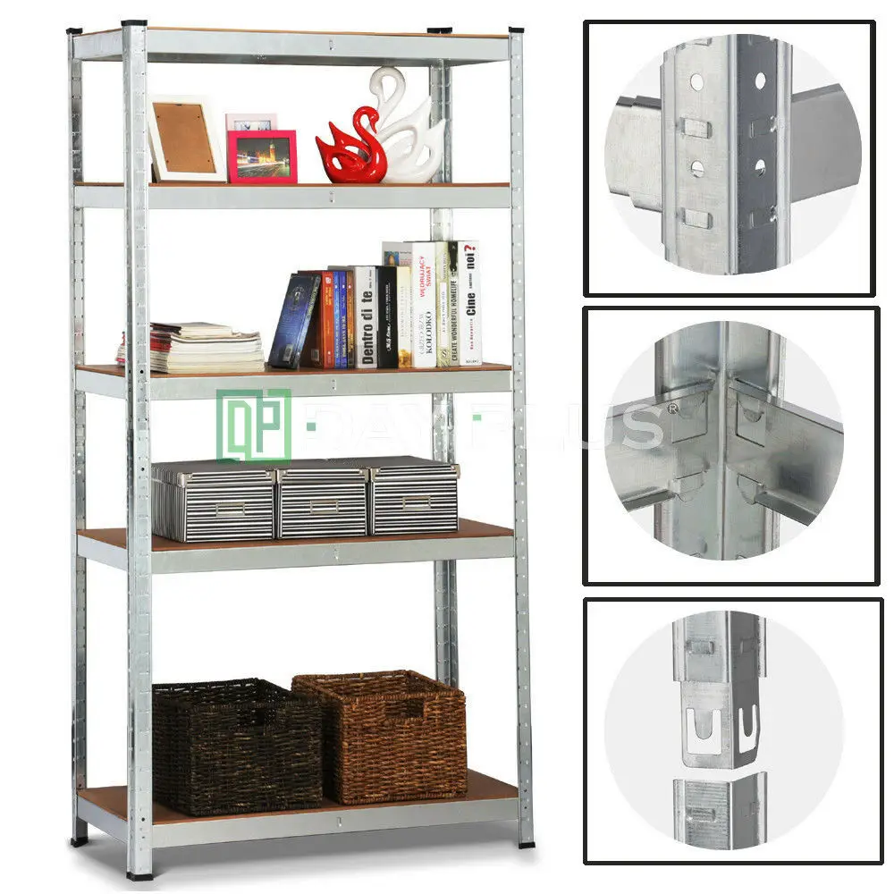 5 Tier Metel Garage Shelf Unit 150x70x30cm, Heavy Duty, Boltless Design, for Warehouse Workshop Office, 875kg Total Capacity