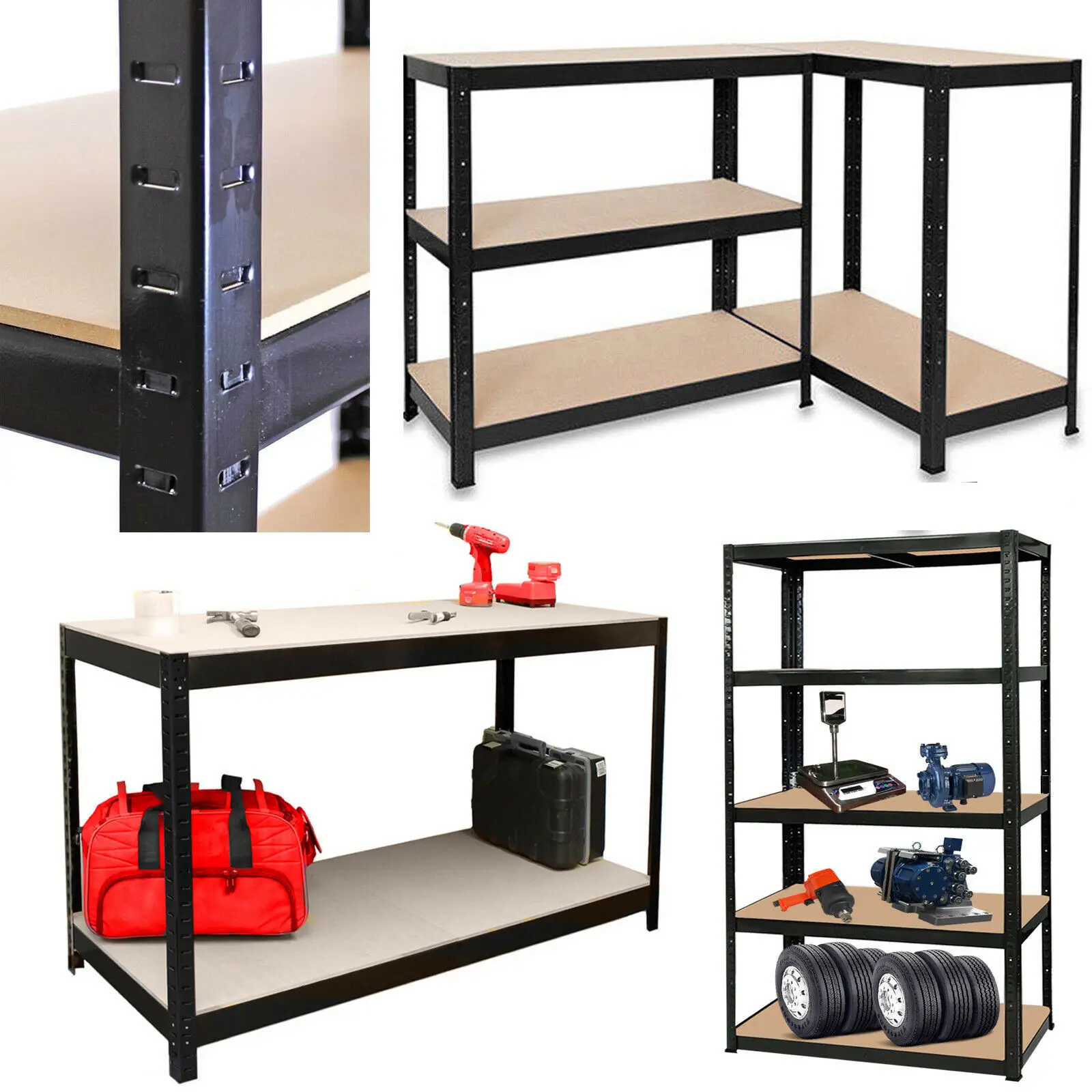 5 Tier Metel Garage Shelf Unit 150x70x30cm, Heavy Duty, Boltless Design, for Warehouse Workshop Office, 875kg Total Capacity