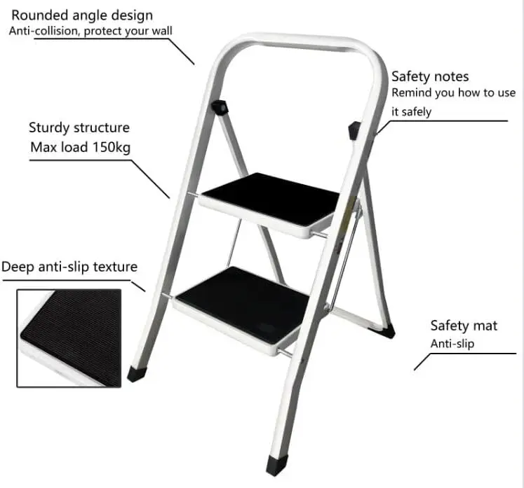 DayPlus Safety Folding Step Stool 2-4 Step Ladder Portable Foldable Stepladder Anti Slip Feet for Indoor Outdoor Home Office