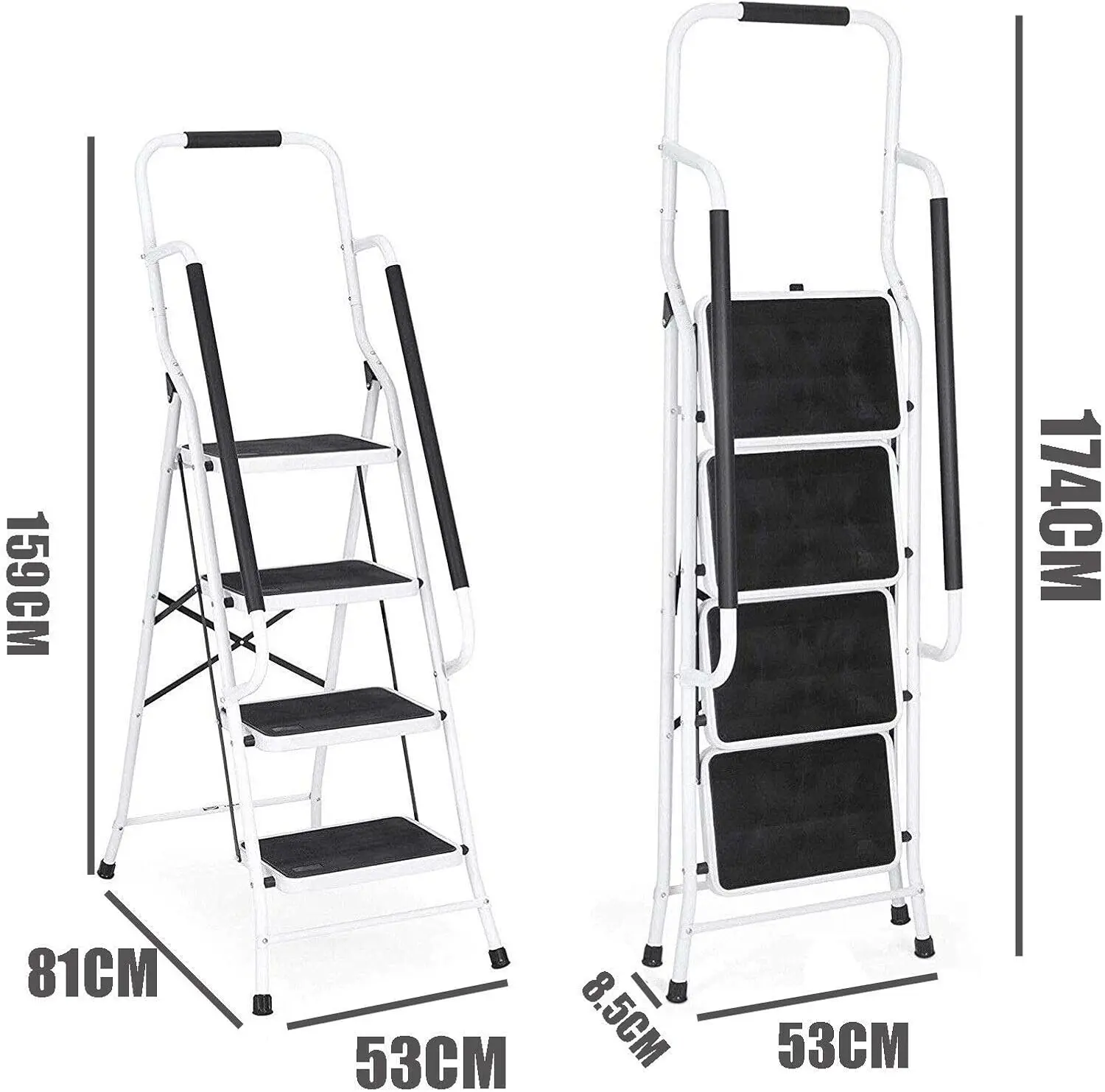 DayPlus Safety Folding Step Stool 2-4 Step Ladder Portable Foldable Stepladder Anti Slip Feet for Indoor Outdoor Home Office