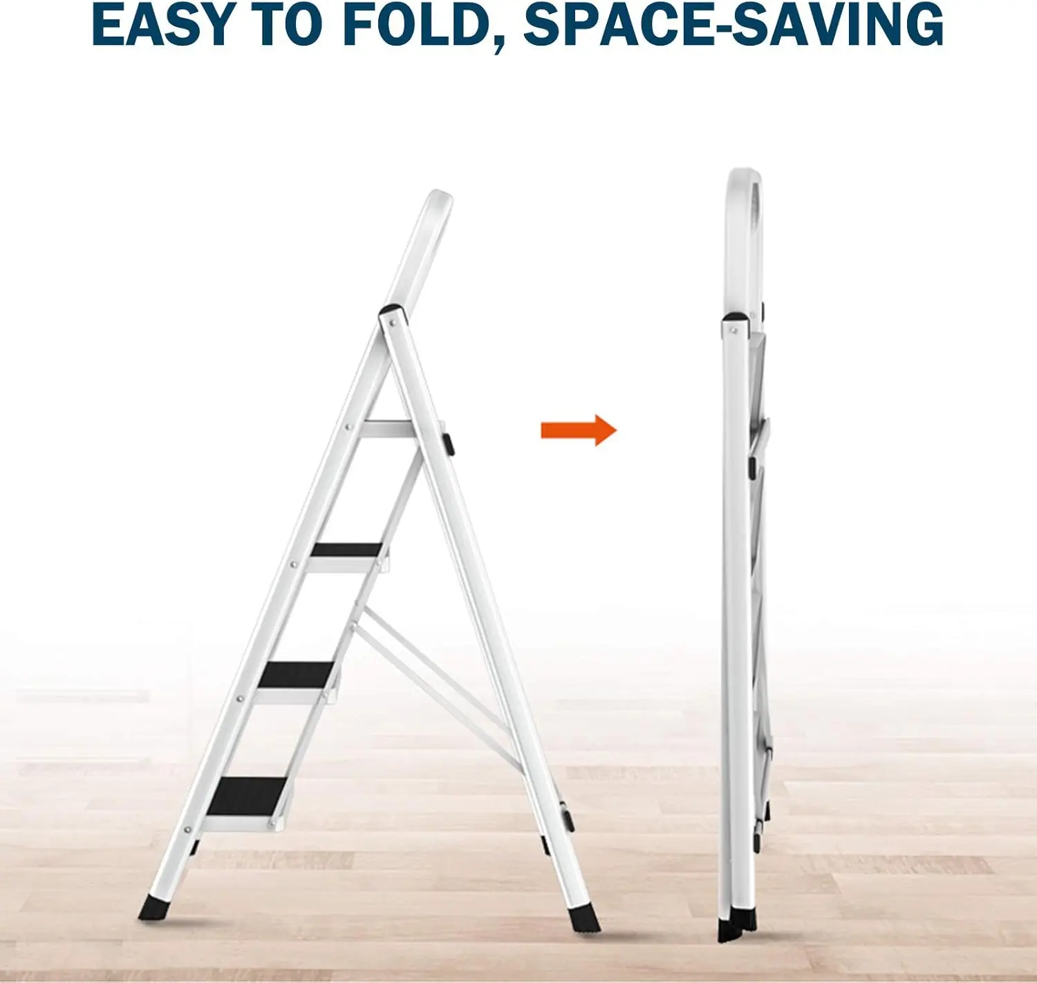 DayPlus Safety Folding Step Stool 2-4 Step Ladder Portable Foldable Stepladder Anti Slip Feet for Indoor Outdoor Home Office