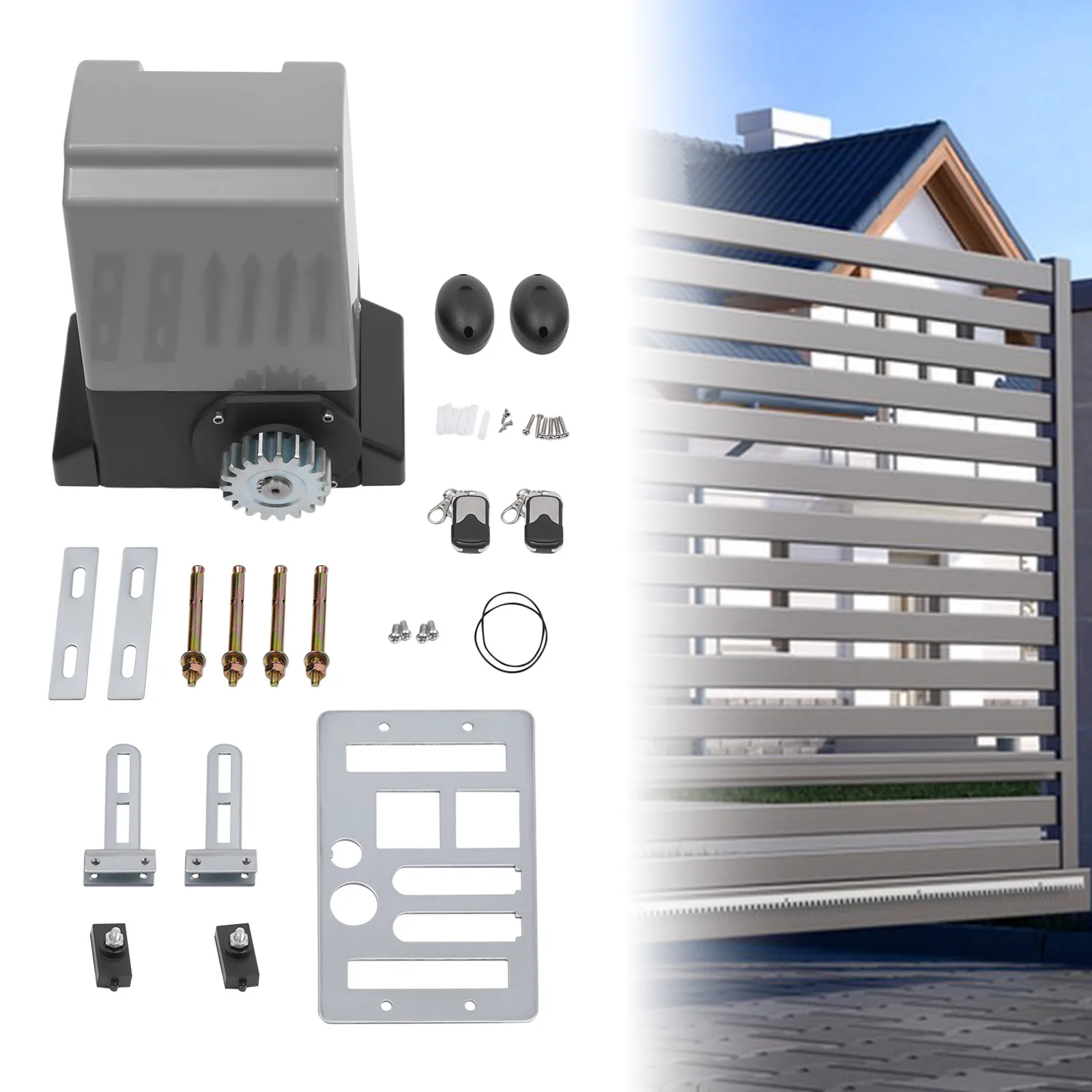 Automatic Door Opener Motor Driveway Security Kit Electric Sliding Gate Opener Sliding Gate Drive 220v Outdoor Waterproof (370W)