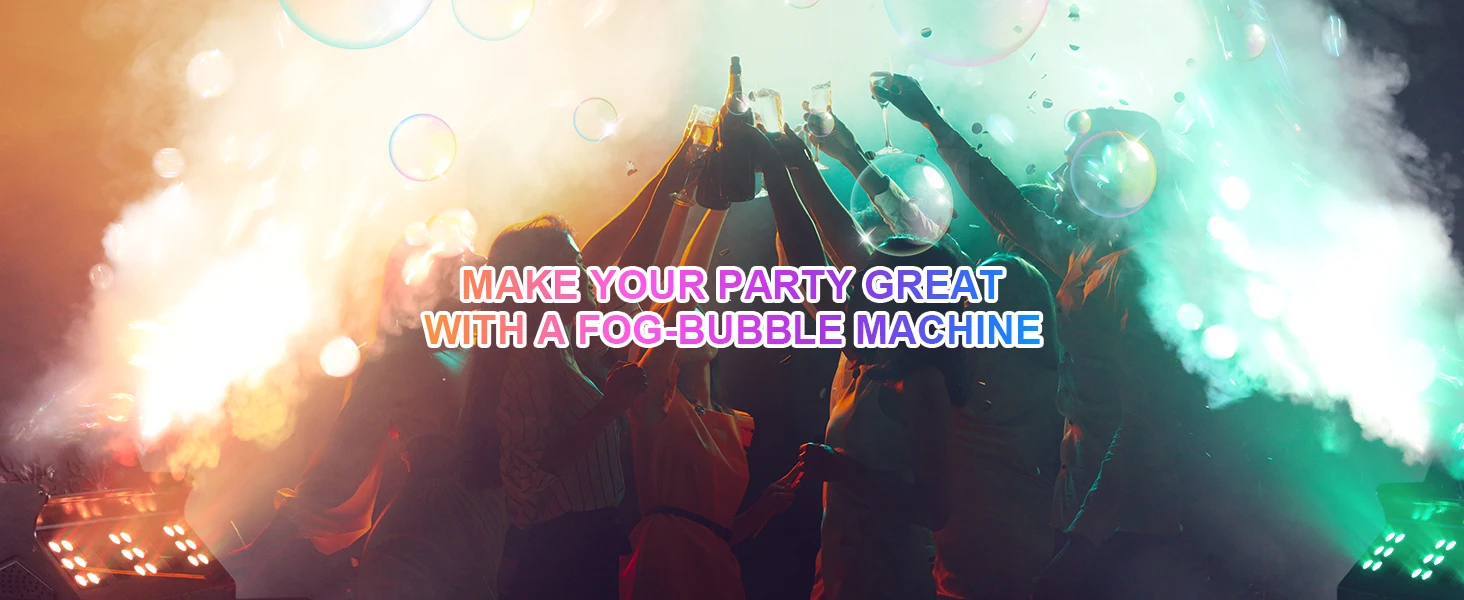 Gwong 1500W Smoke Bubble Machine 3in1 RGB 18 LEDs Bubble Fog Machine DMX512 Remote Stage Effect Light For DJ Party Wedding Halloween