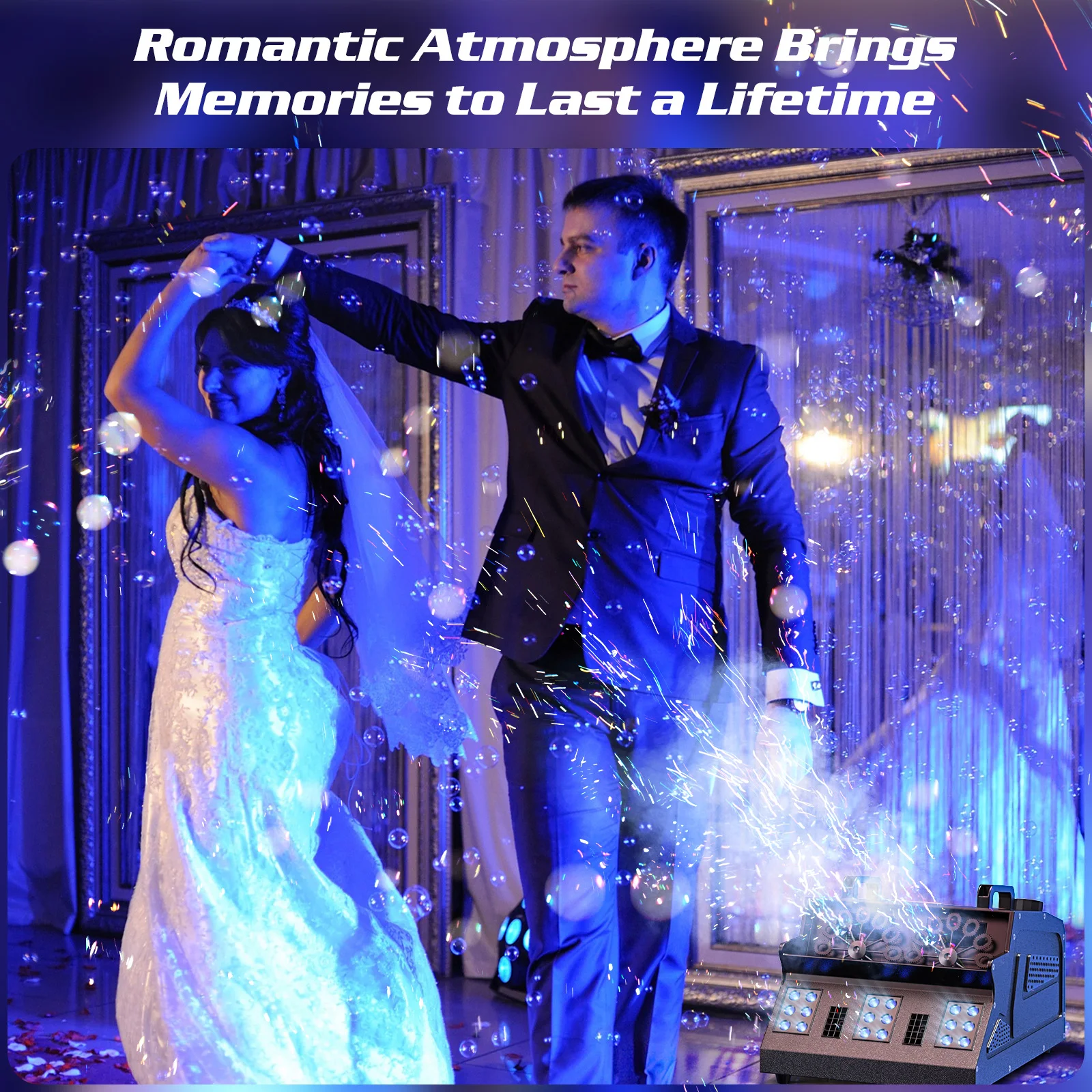Gwong 1500W Smoke Bubble Machine 3in1 RGB 18 LEDs Bubble Fog Machine DMX512 Remote Stage Effect Light For DJ Party Wedding Halloween