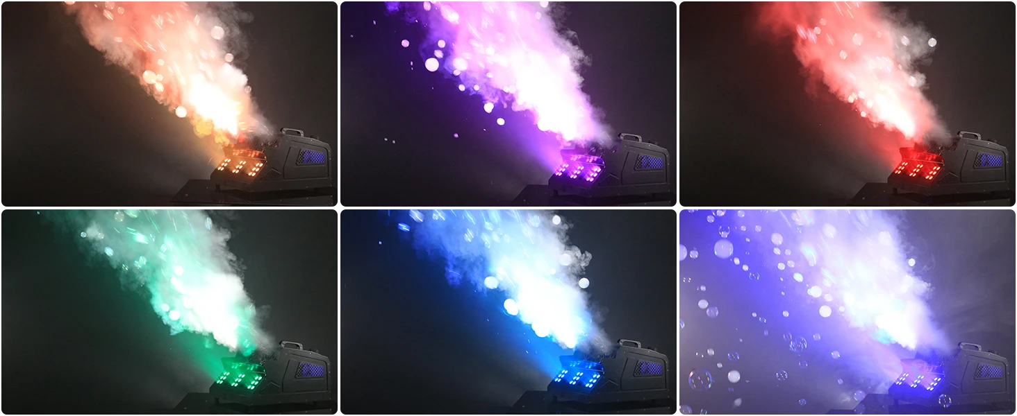 Gwong 1500W Smoke Bubble Machine 3in1 RGB 18 LEDs Bubble Fog Machine DMX512 Remote Stage Effect Light For DJ Party Wedding Halloween
