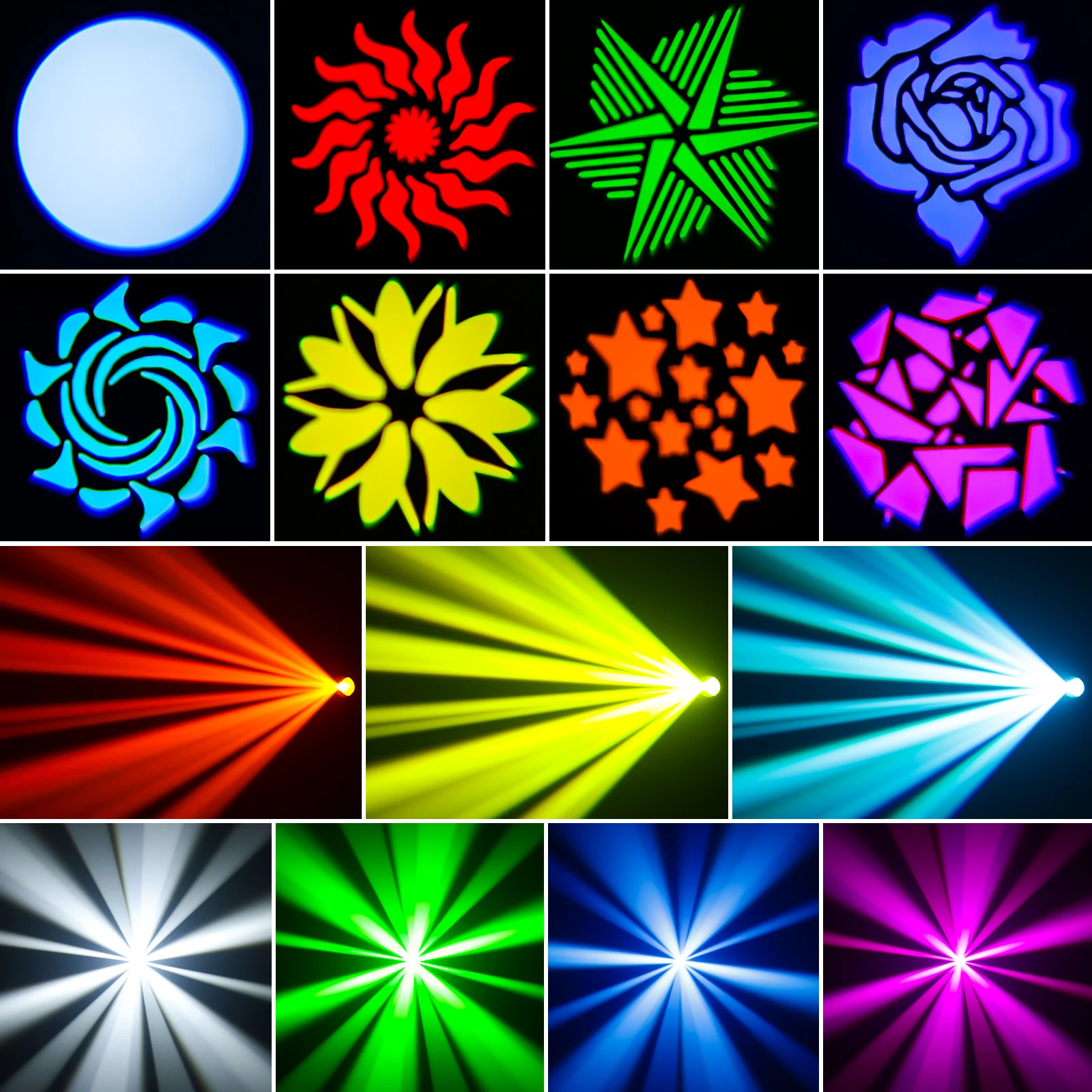 Gwong 150W LED Show Light Gobo Pattern Light Stgae Effect Moving Head Light with Remote Control 9/11CH DMX for Wedding Concert Club KTV
