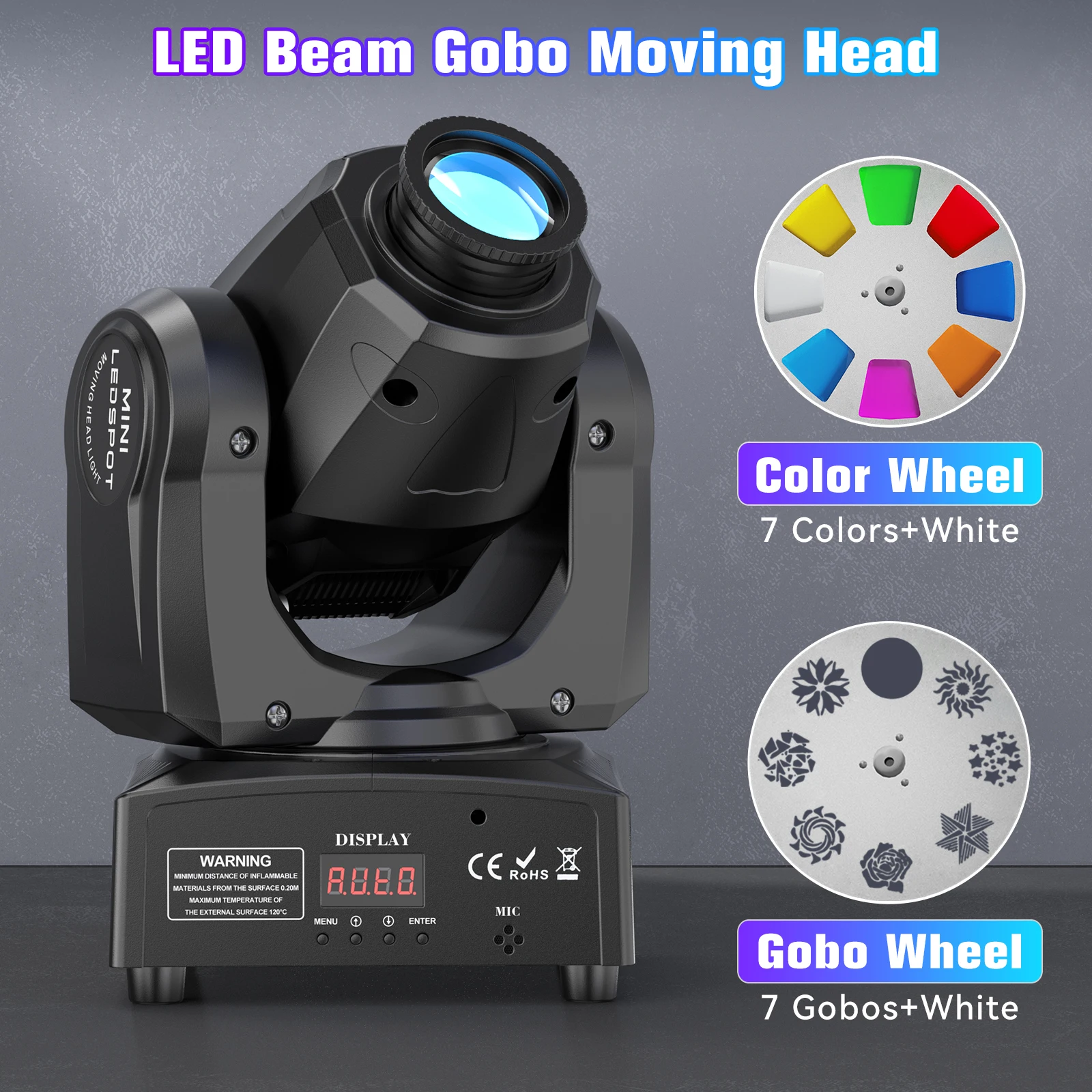 Gwong 150W LED Show Light Gobo Pattern Light Stgae Effect Moving Head Light with Remote Control 9/11CH DMX for Wedding Concert Club KTV