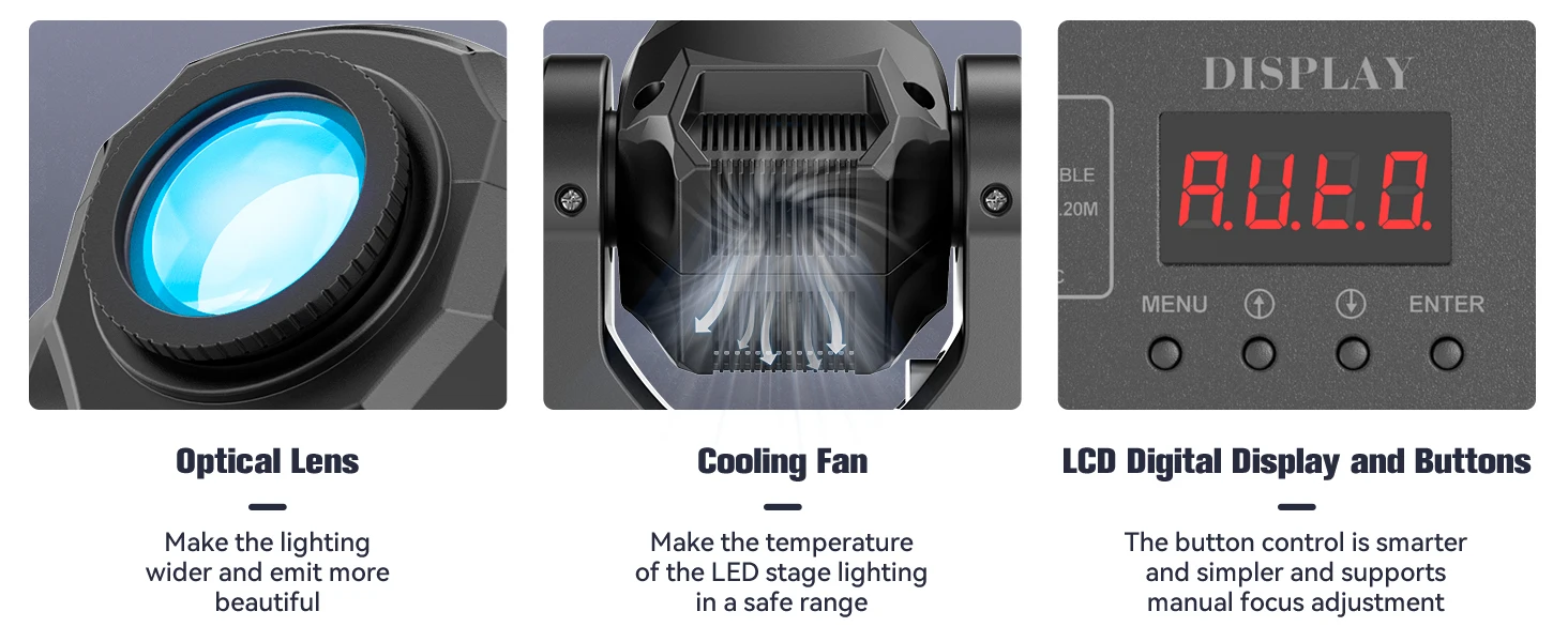 Gwong 150W LED Show Light Gobo Pattern Light Stgae Effect Moving Head Light with Remote Control 9/11CH DMX for Wedding Concert Club KTV