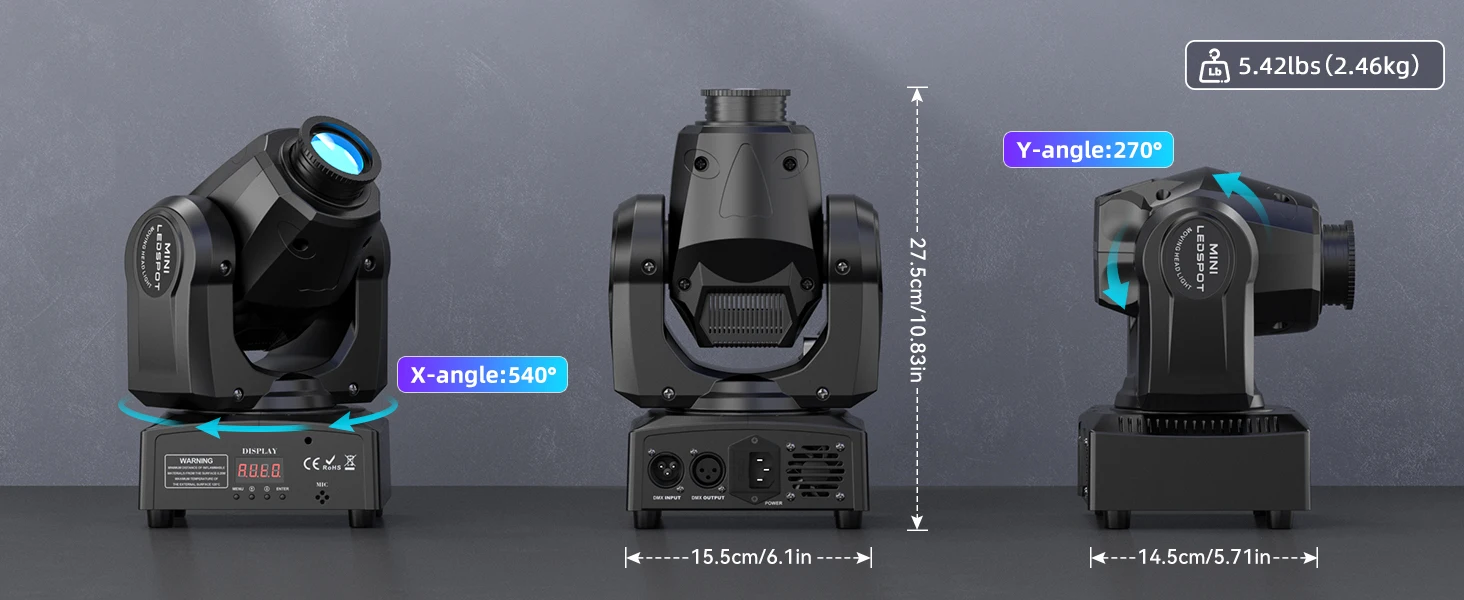 Gwong 150W LED Show Light Gobo Pattern Light Stgae Effect Moving Head Light with Remote Control 9/11CH DMX for Wedding Concert Club KTV