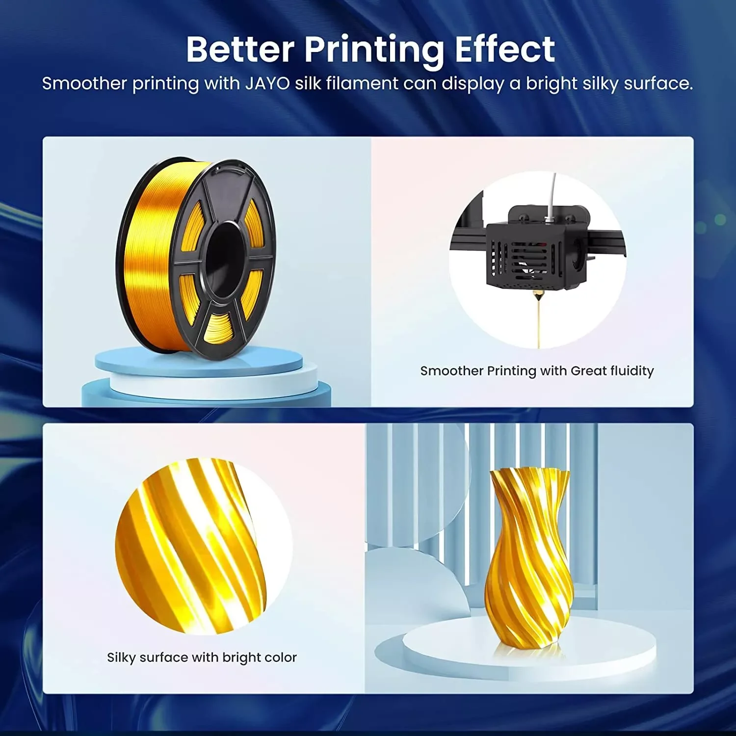 JAYO 3D PLA / SILK / PLA META / PETG / PLAMatte / ABS / High Speed PLA/ PLA PLUS 3D Filament 1.75mm Printer Filament 1.1KG/Roll