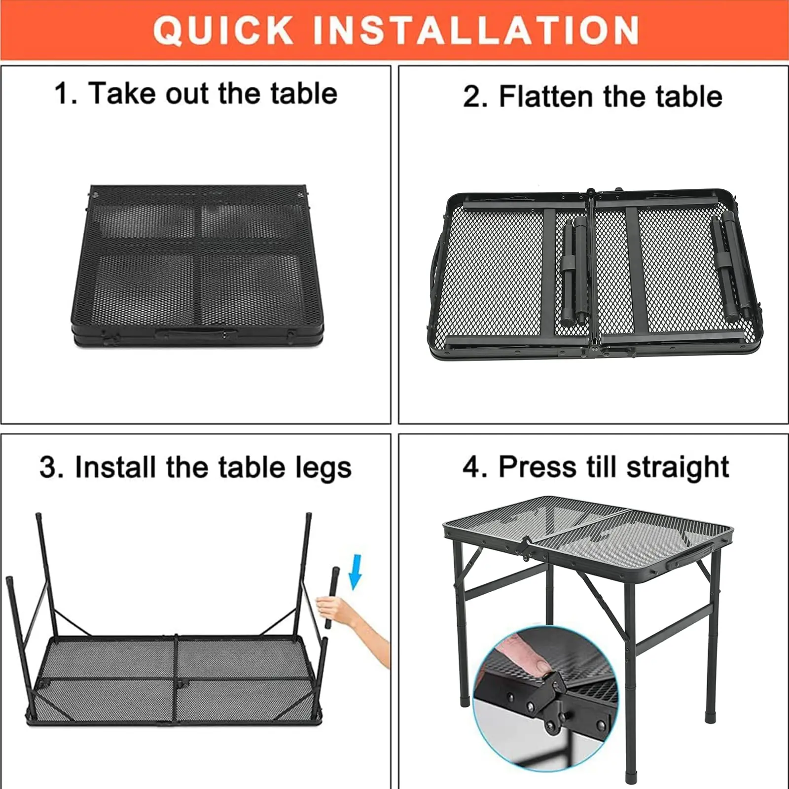 Grill Table For Outside,Lightweight Aluminum Folding Portable Metal Mesh Outdoor Grill Table For Camping Cooking BBQ RV Picnic