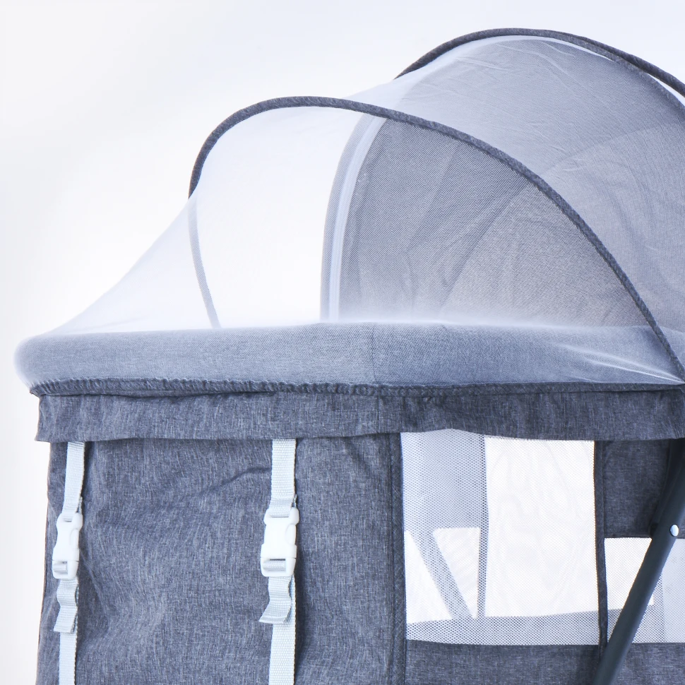 Baby Grab-and-go Travel Cot  with Mattress & Silent Wheels,  Rocking Crib Convertible, XYT-001