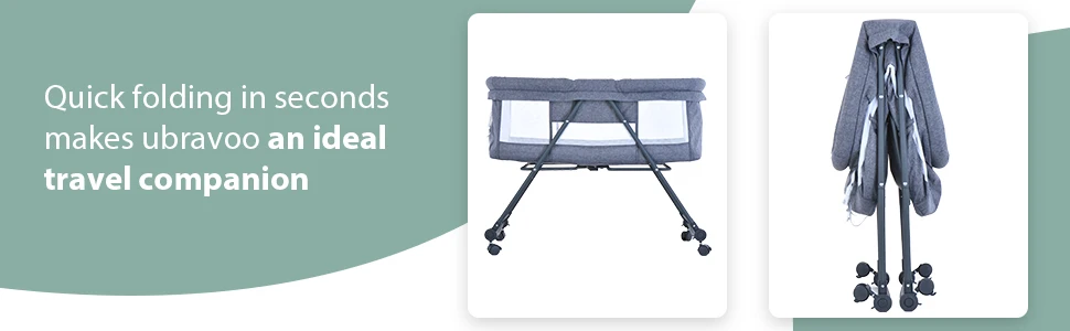 Baby Grab-and-go Travel Cot  with Mattress & Silent Wheels,  Rocking Crib Convertible, XYT-001