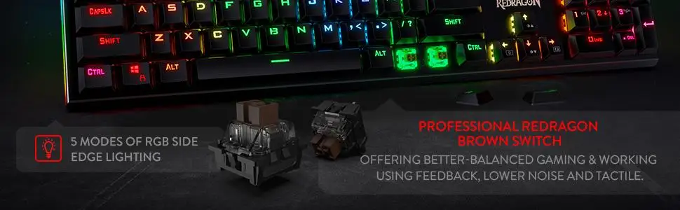 Redragon K580 VATA RGB 104 Keys LED USB Backlit Mechanical Gaming Wired Backlight Computer Keyboard Anti-ghosting with Macro Key