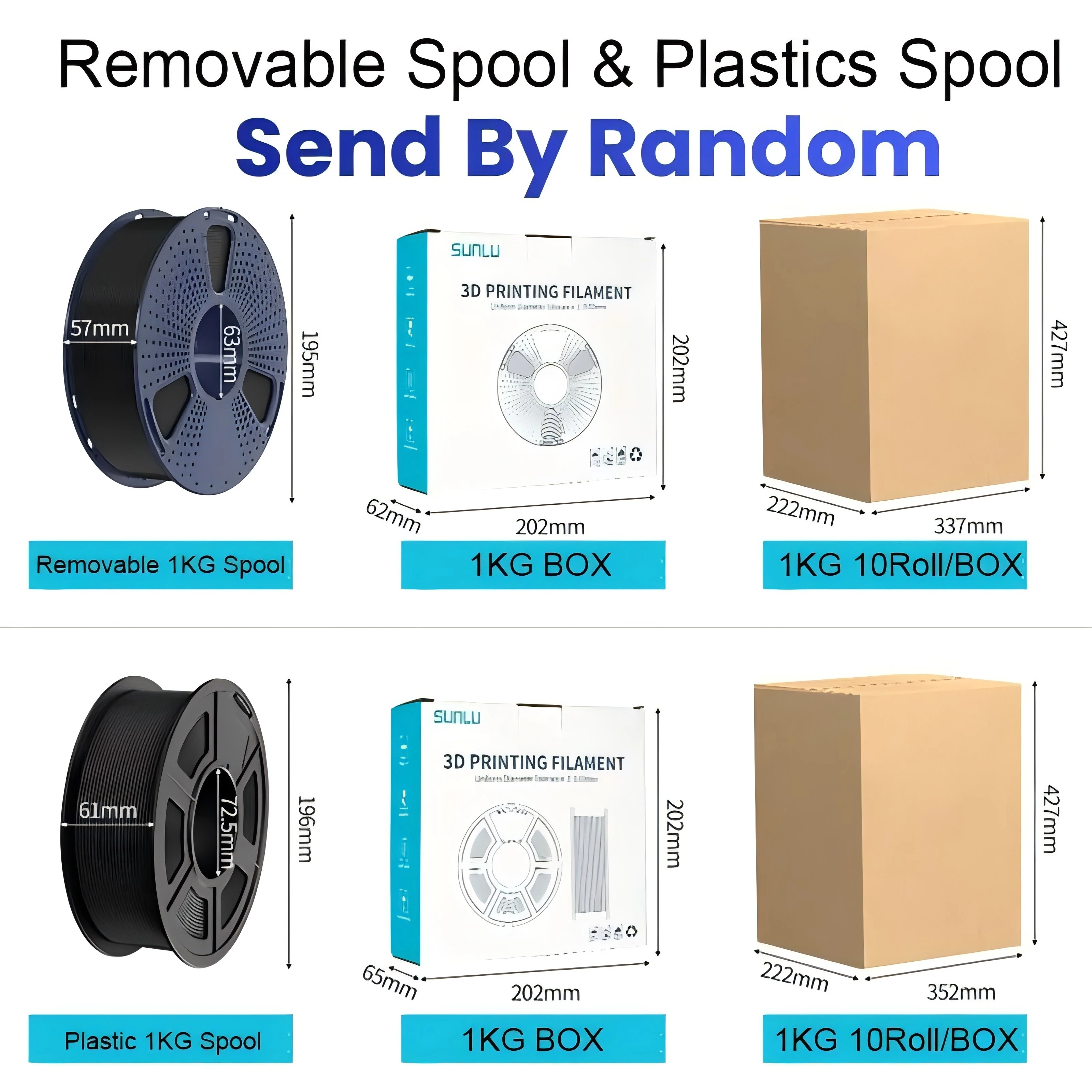 SUNLU PLA+2.0 3D Filament 5KG PLA PLUS Upgrade 1.75mm Neatly Wound Colorful 3D Filaments Spool for FDM 3D Printing Materials