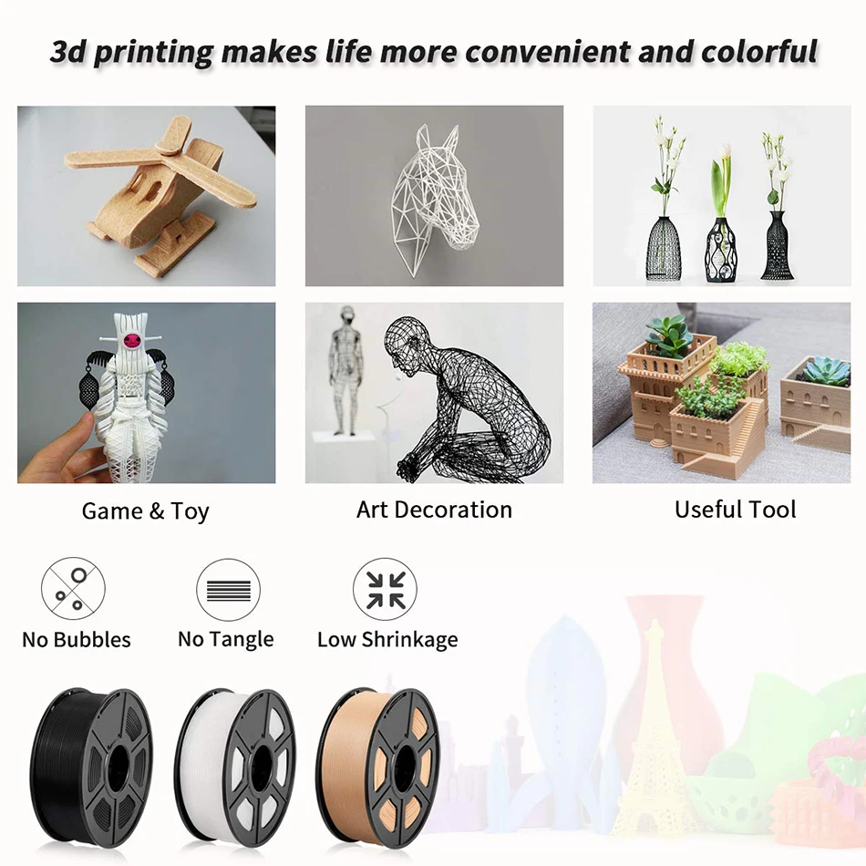 SUNLU PLA+2.0 3D Filament 5KG PLA PLUS Upgrade 1.75mm Neatly Wound Colorful 3D Filaments Spool for FDM 3D Printing Materials
