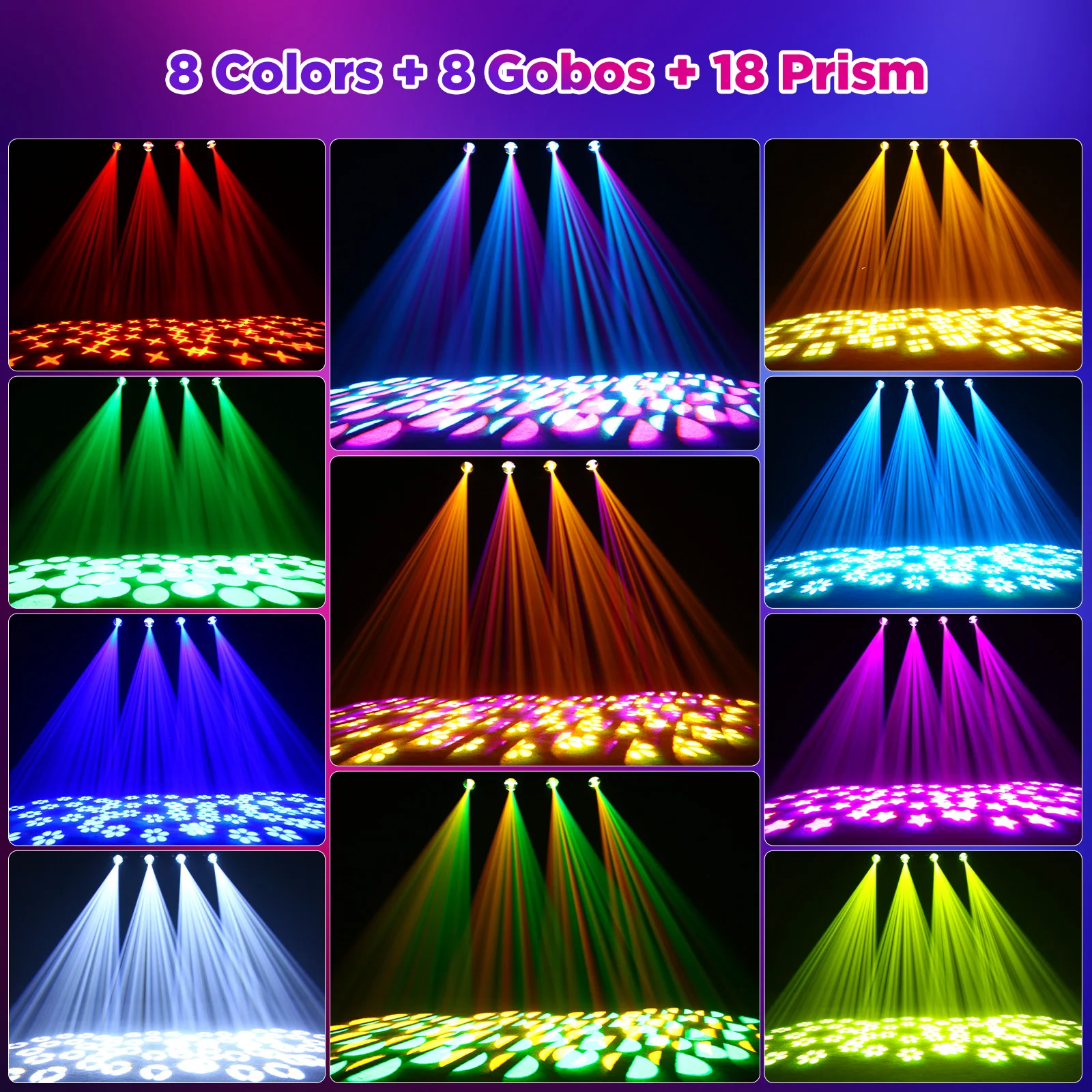 Gwong 150W Moving Head LED DMX512 Spot Beam RGBW Wash GOBO 18 Prism Dj Disco Stadium Party Light for Wedding Light Show Bar Club
