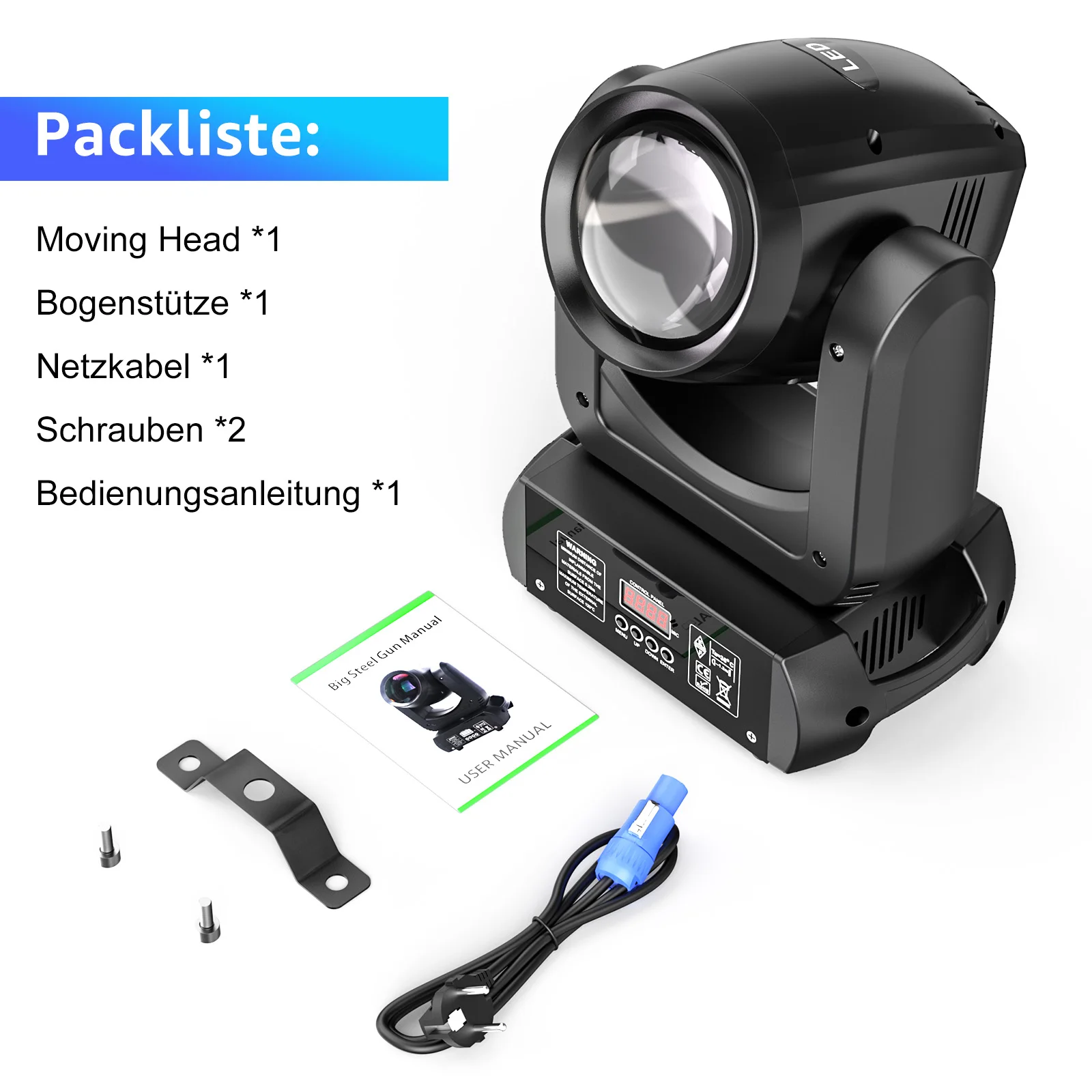 Gwong 150W Moving Head LED DMX512 Spot Beam RGBW Wash GOBO 18 Prism Dj Disco Stadium Party Light for Wedding Light Show Bar Club