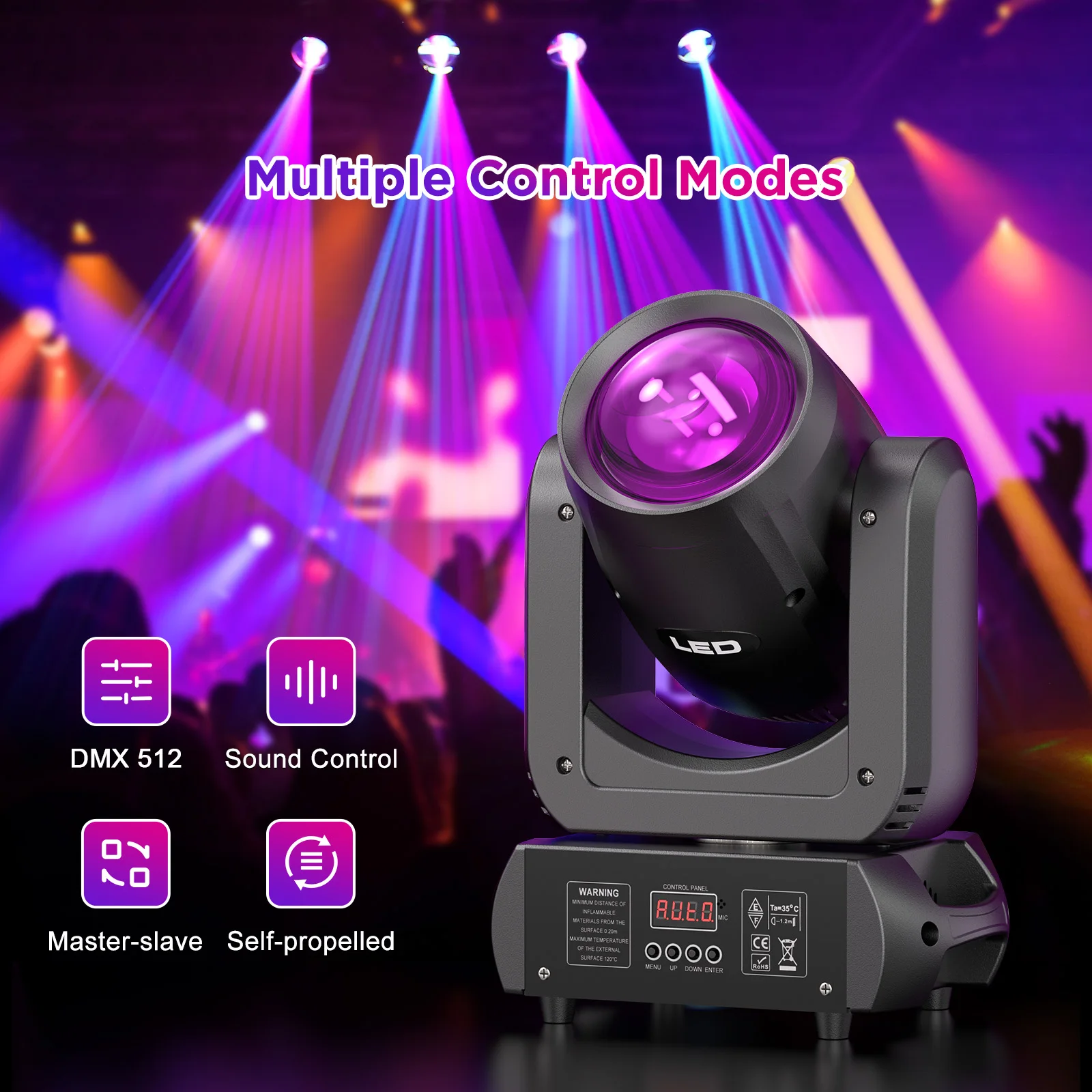 Gwong 150W Moving Head LED DMX512 Spot Beam RGBW Wash GOBO 18 Prism Dj Disco Stadium Party Light for Wedding Light Show Bar Club