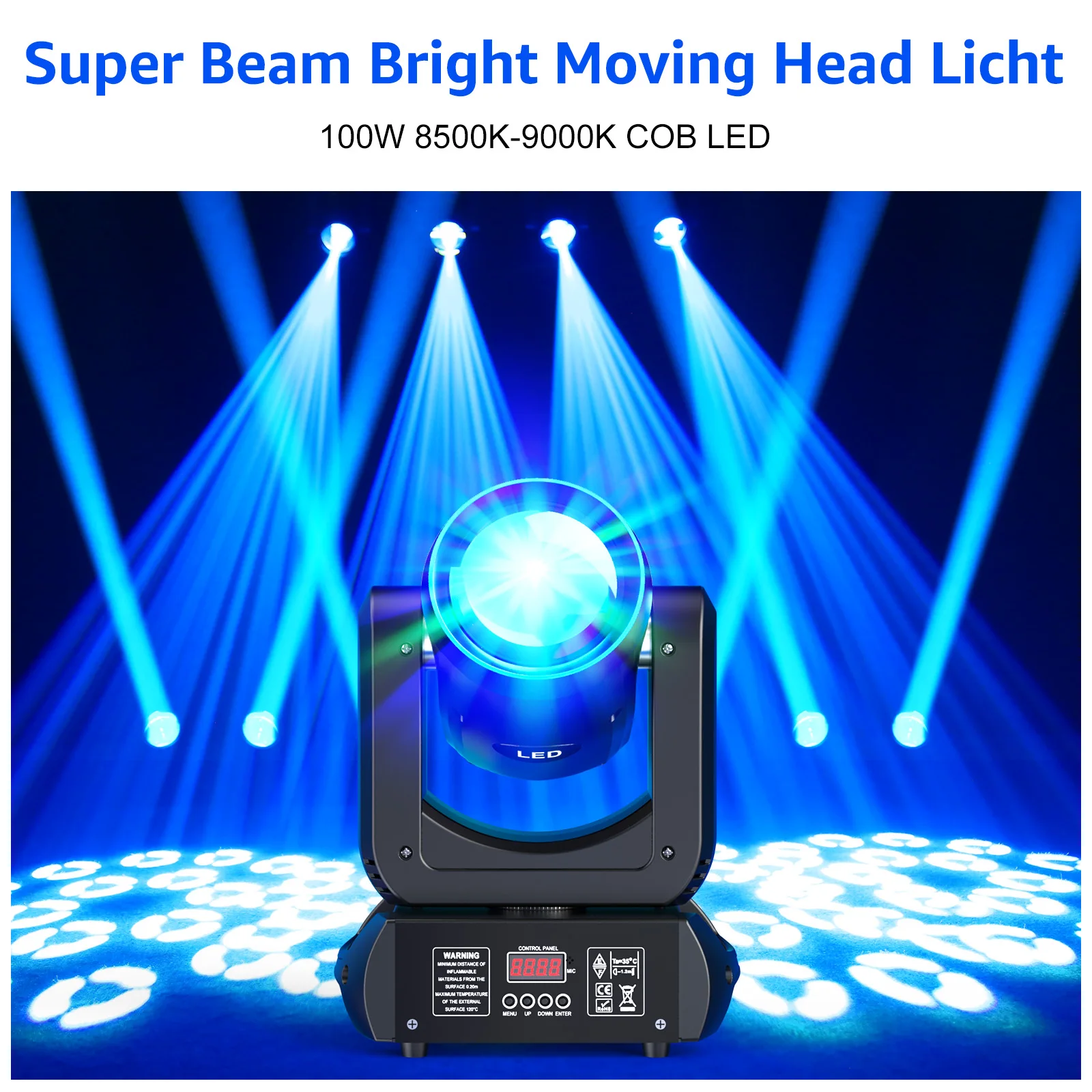 Gwong 150W Moving Head LED DMX512 Spot Beam RGBW Wash GOBO 18 Prism Dj Disco Stadium Party Light for Wedding Light Show Bar Club