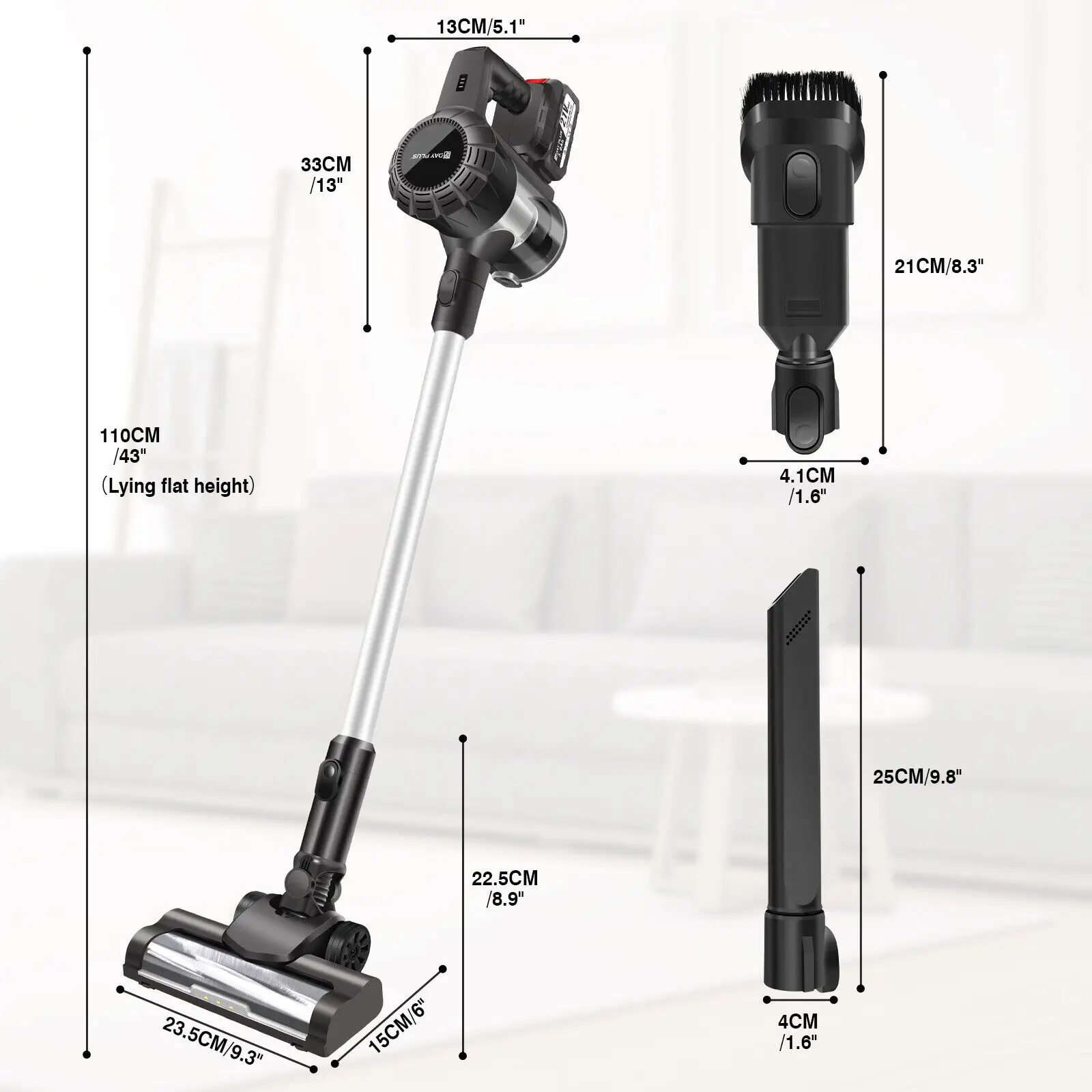 DayPlus 3 IN 1 Cordless Vacuum Cleaner 3800W Hoover Upright Lightweight Handheld Bagless Stick Vacuum Cleaner Brushless 30KPA